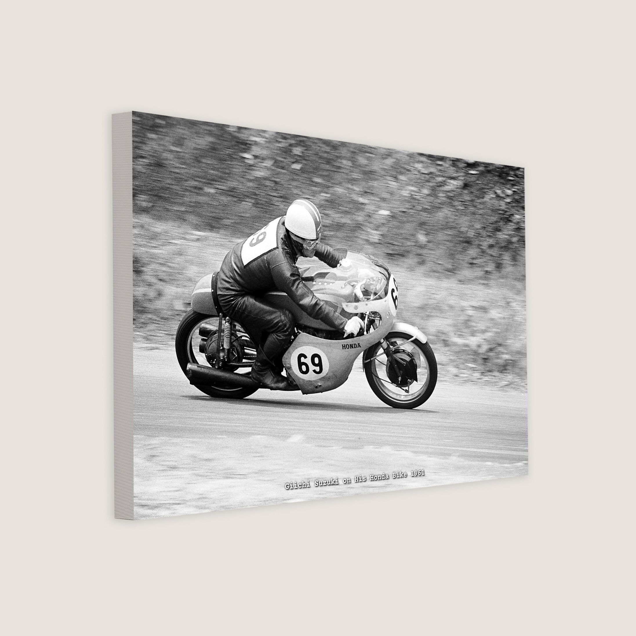 Giichi Suzuki on His Honda Bike 1961