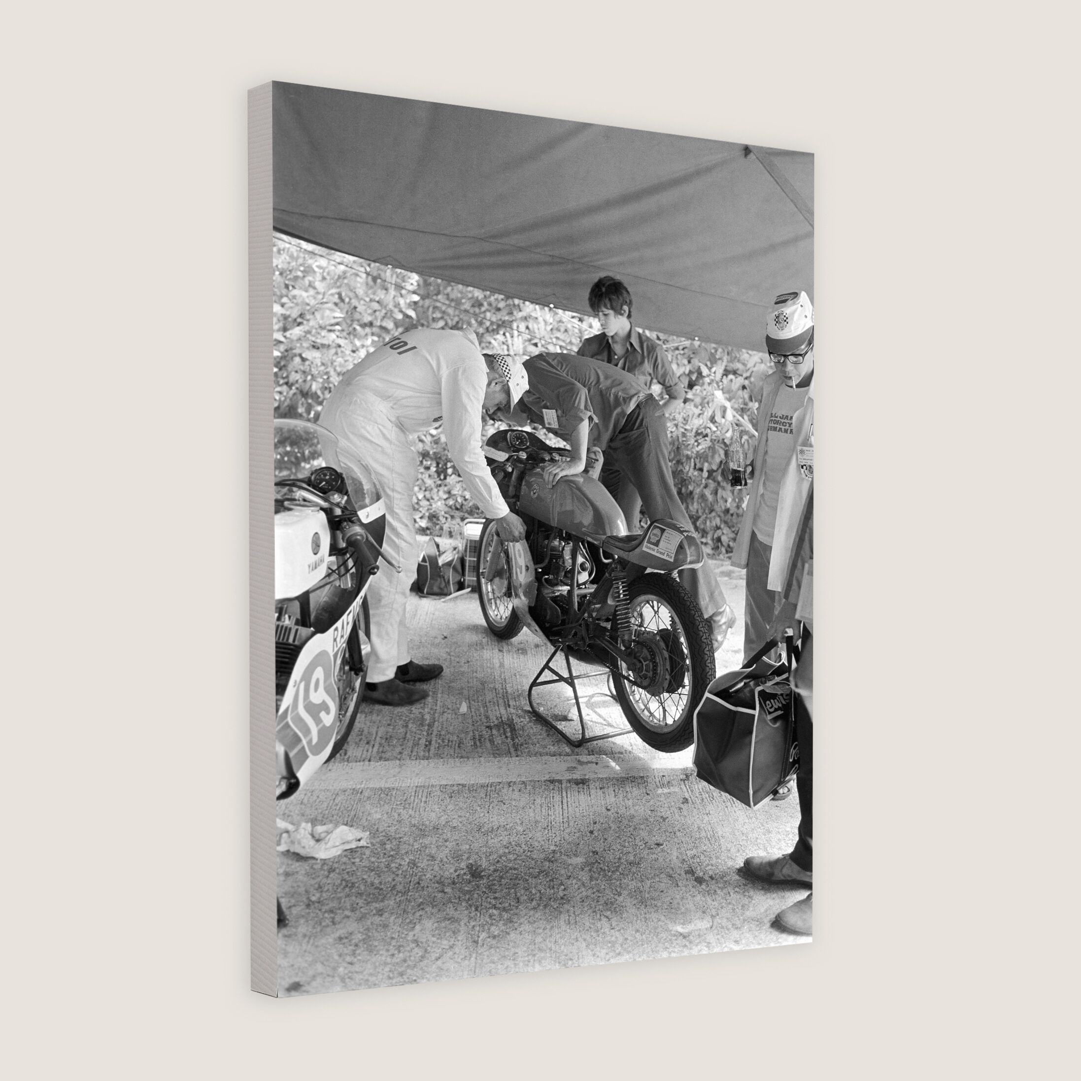 Scrutineering a Motorcycle at the Paddock 1972