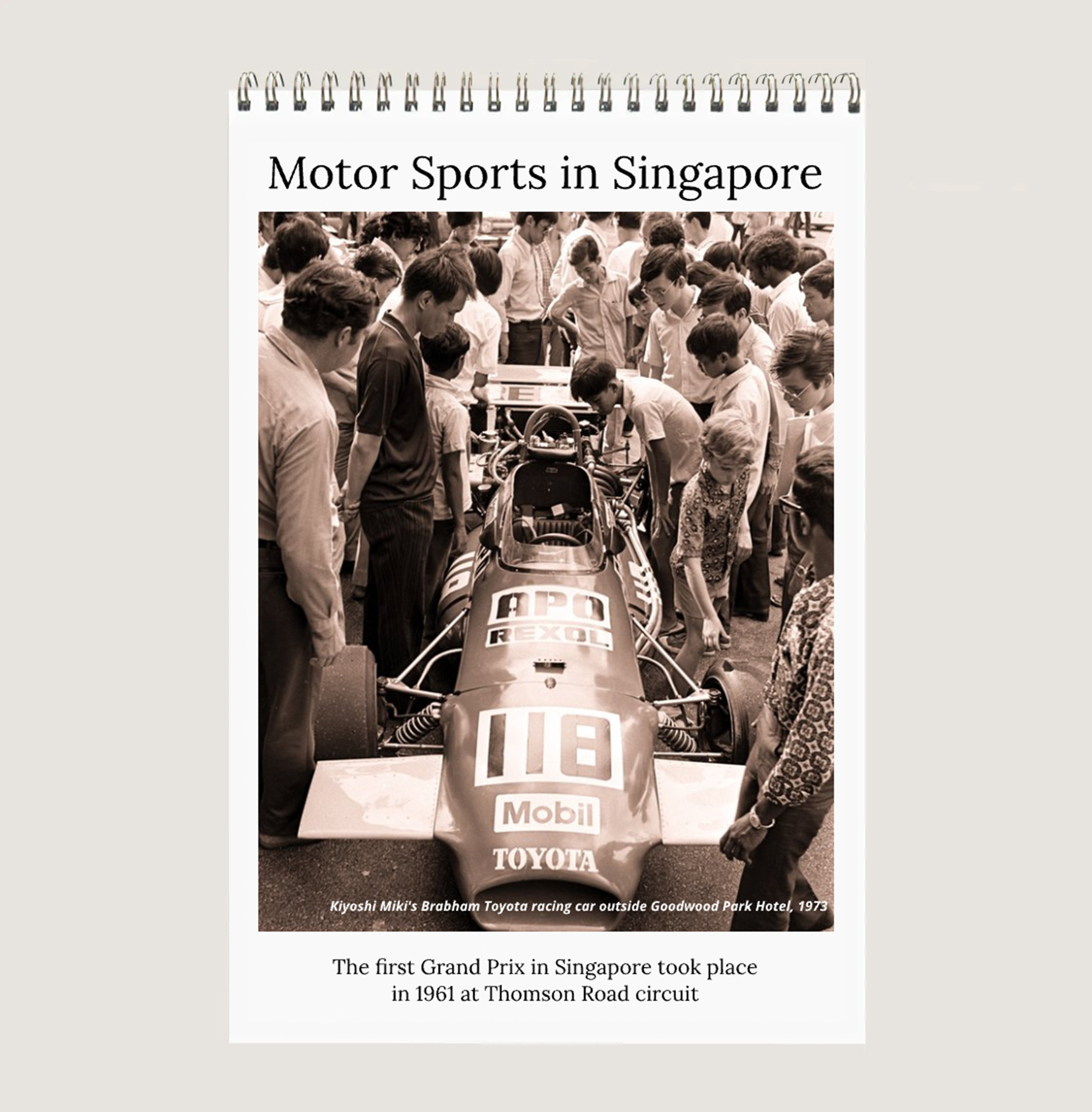 Motor Sports in Singapore in Sepia Calendar