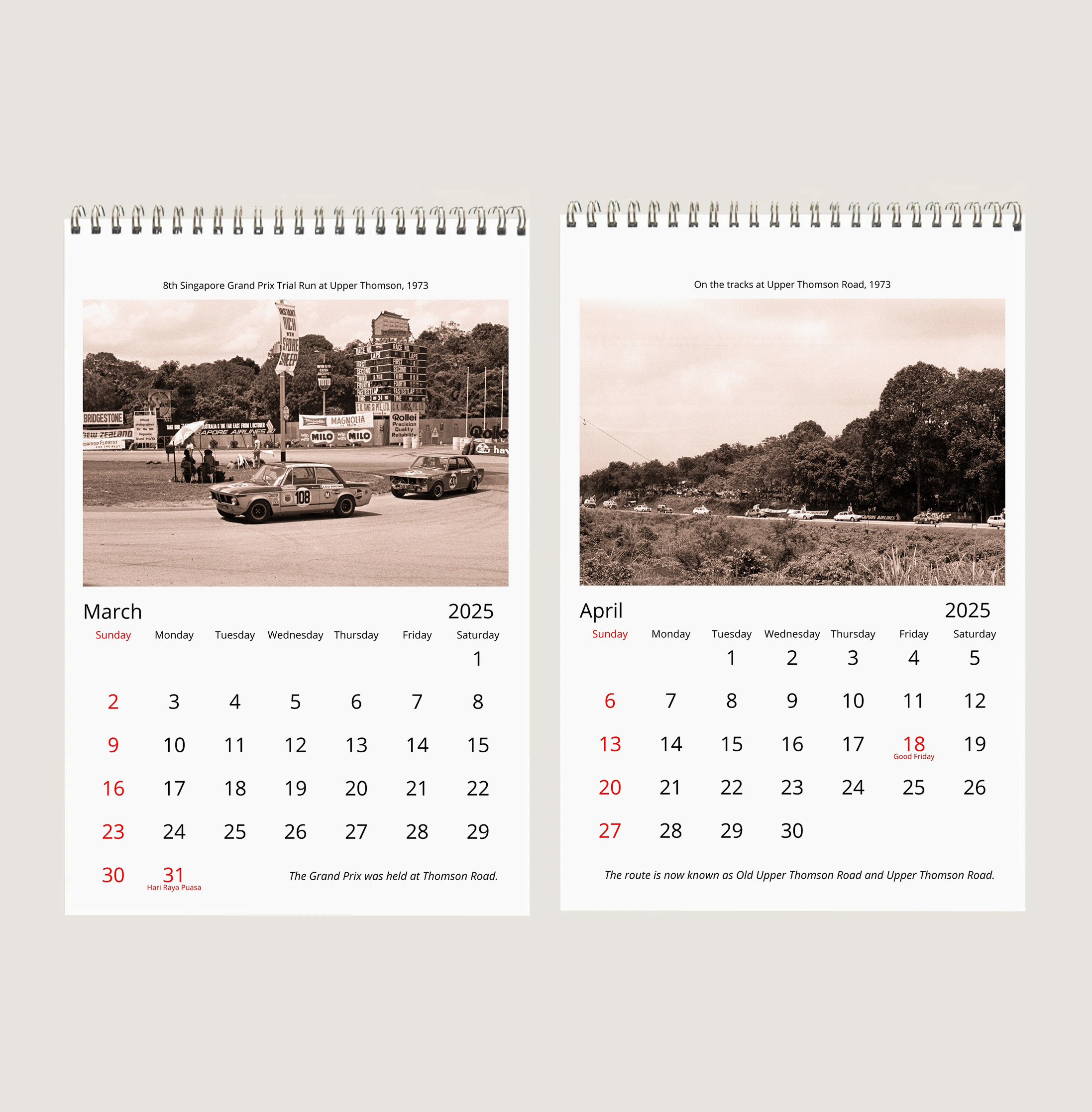 Motor Sports in Singapore in Sepia Calendar