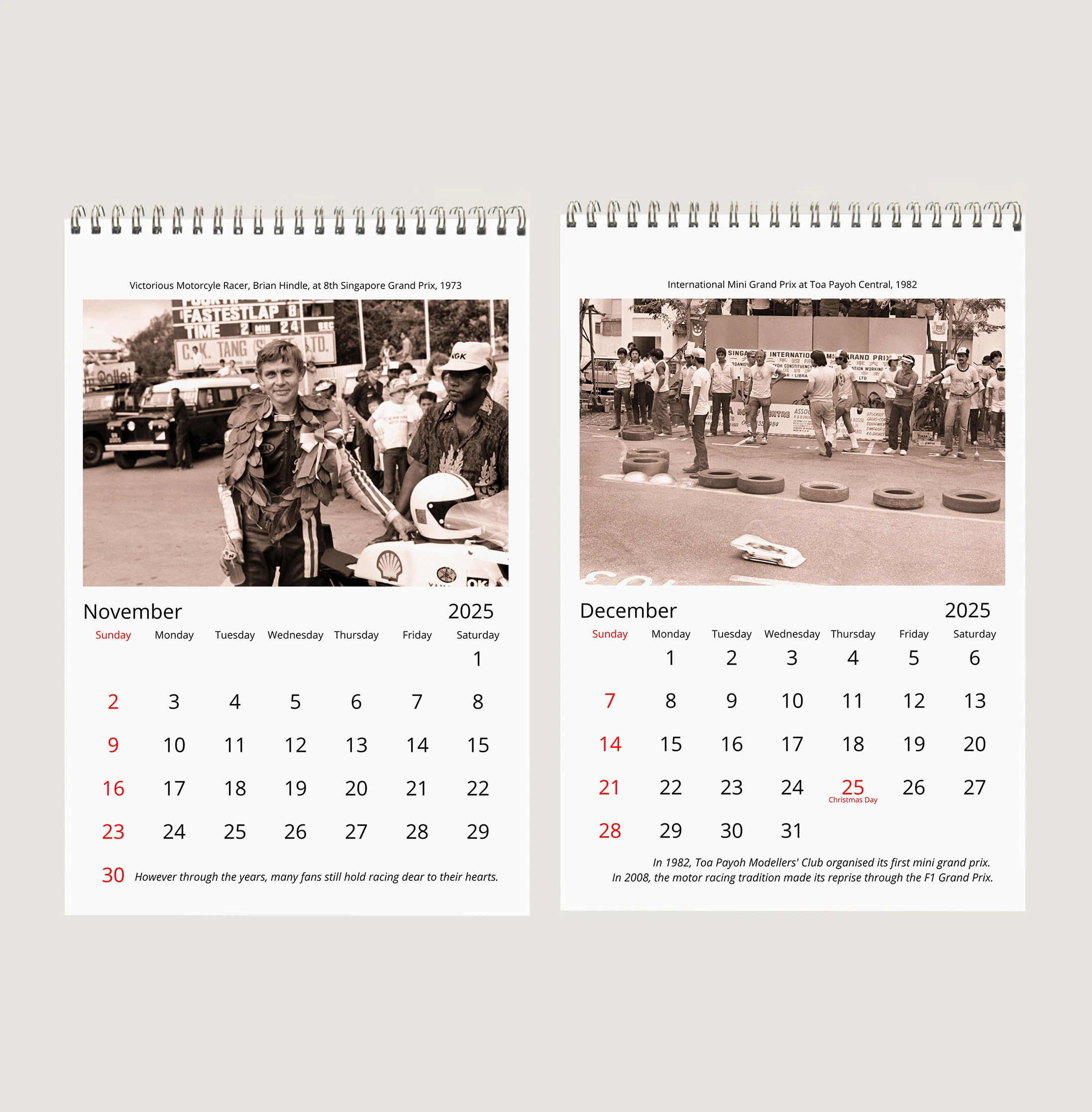 Motor Sports in Singapore in Sepia Calendar