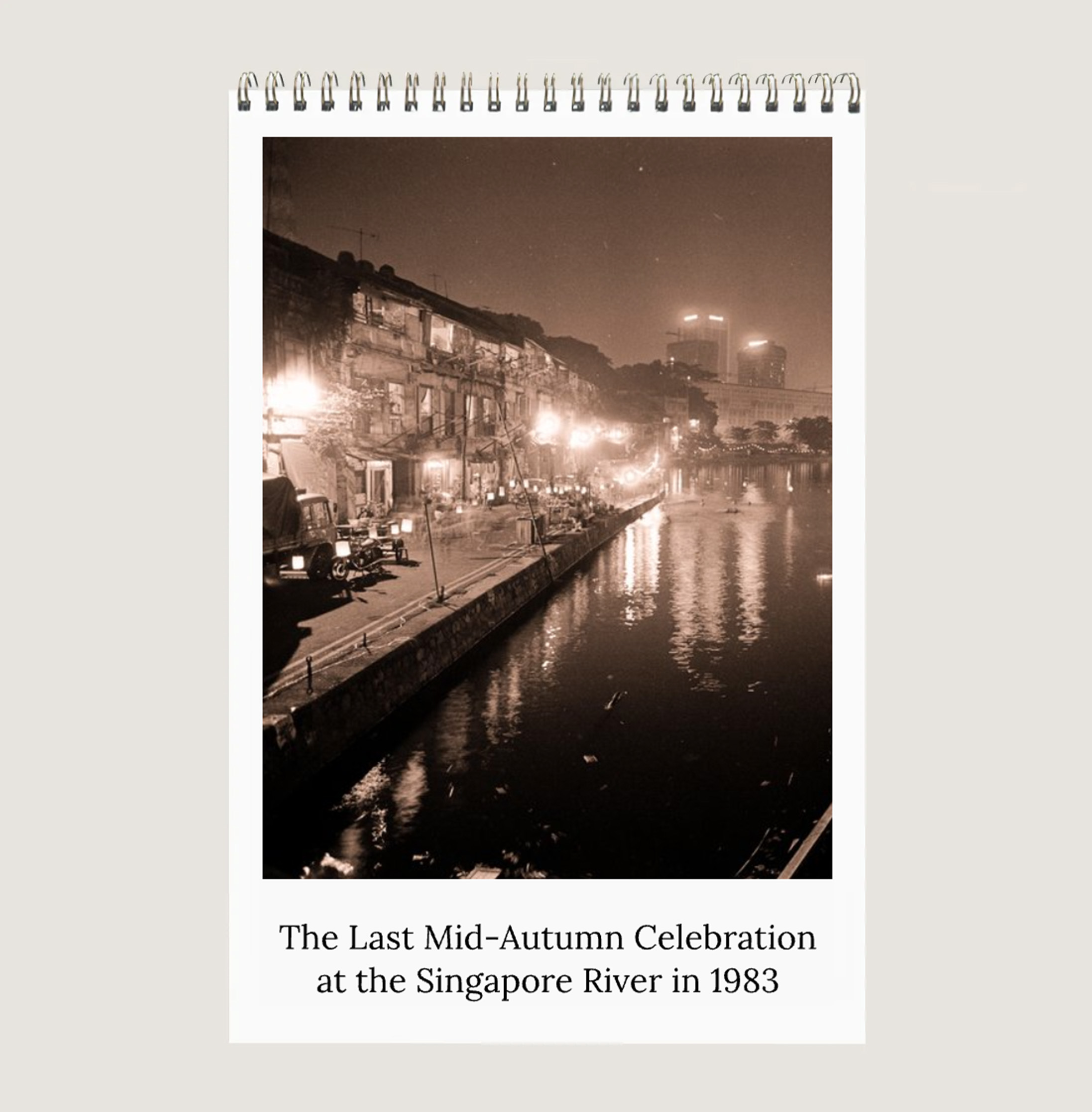 The Last Mid-Autumn Celebration at the Singapore River in 1983 in Sepia Calendar