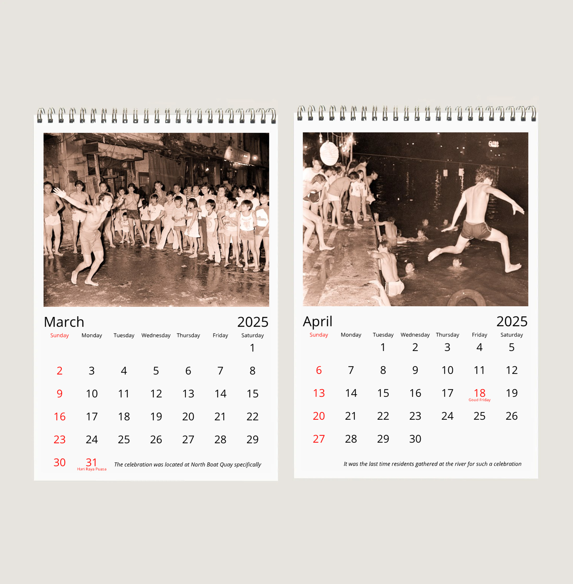 The Last Mid-Autumn Celebration at the Singapore River in 1983 in Sepia Calendar