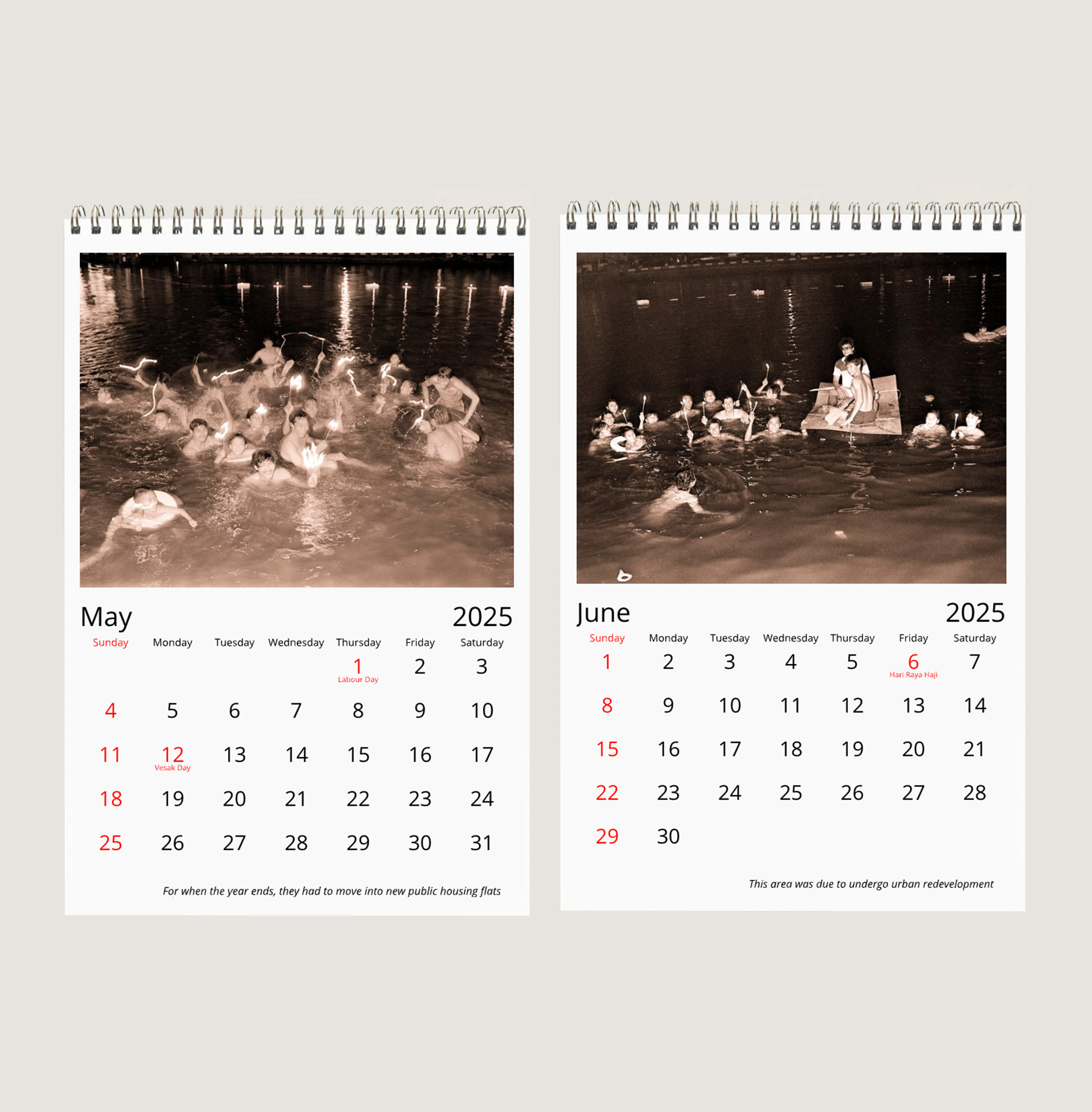 The Last Mid-Autumn Celebration at the Singapore River in 1983 in Sepia Calendar