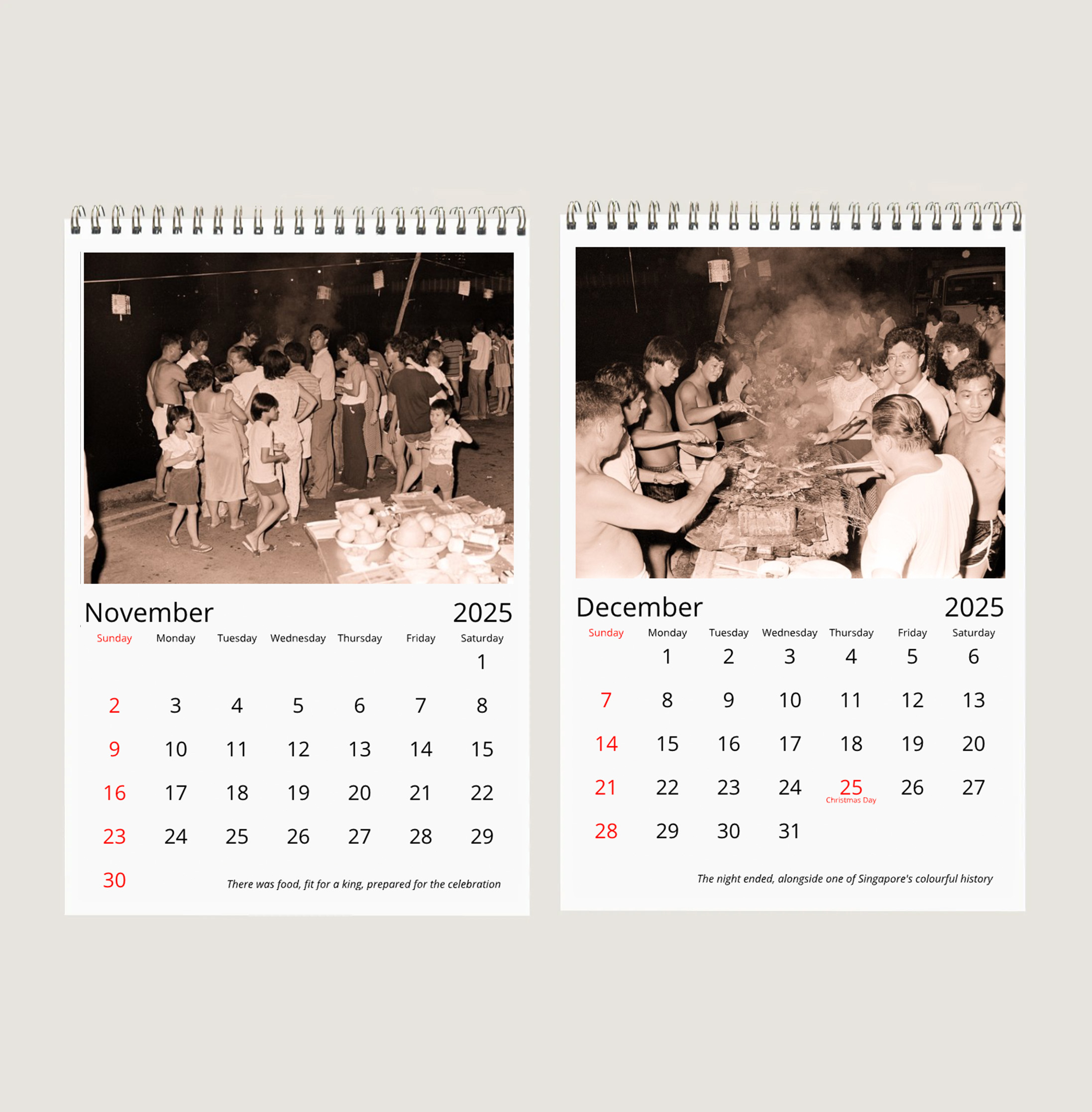 The Last Mid-Autumn Celebration at the Singapore River in 1983 in Sepia Calendar