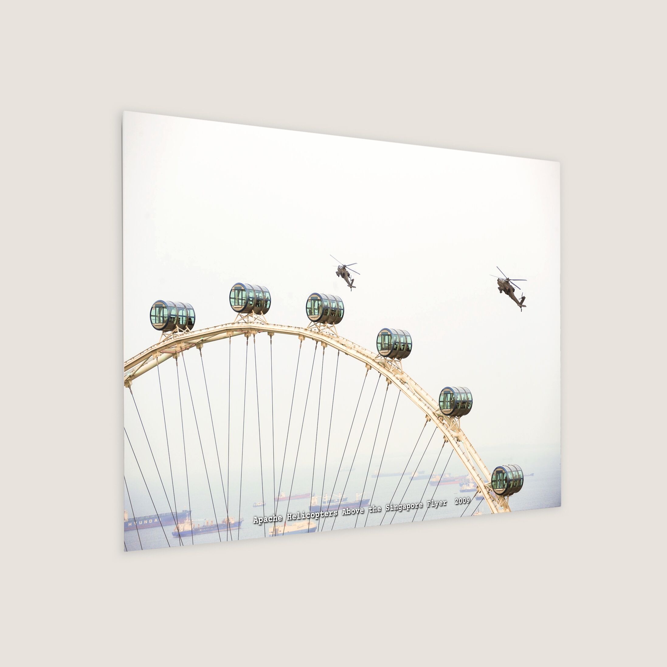 Apache Helicopters Above the Singapore Flyer 2009 Metal Panel