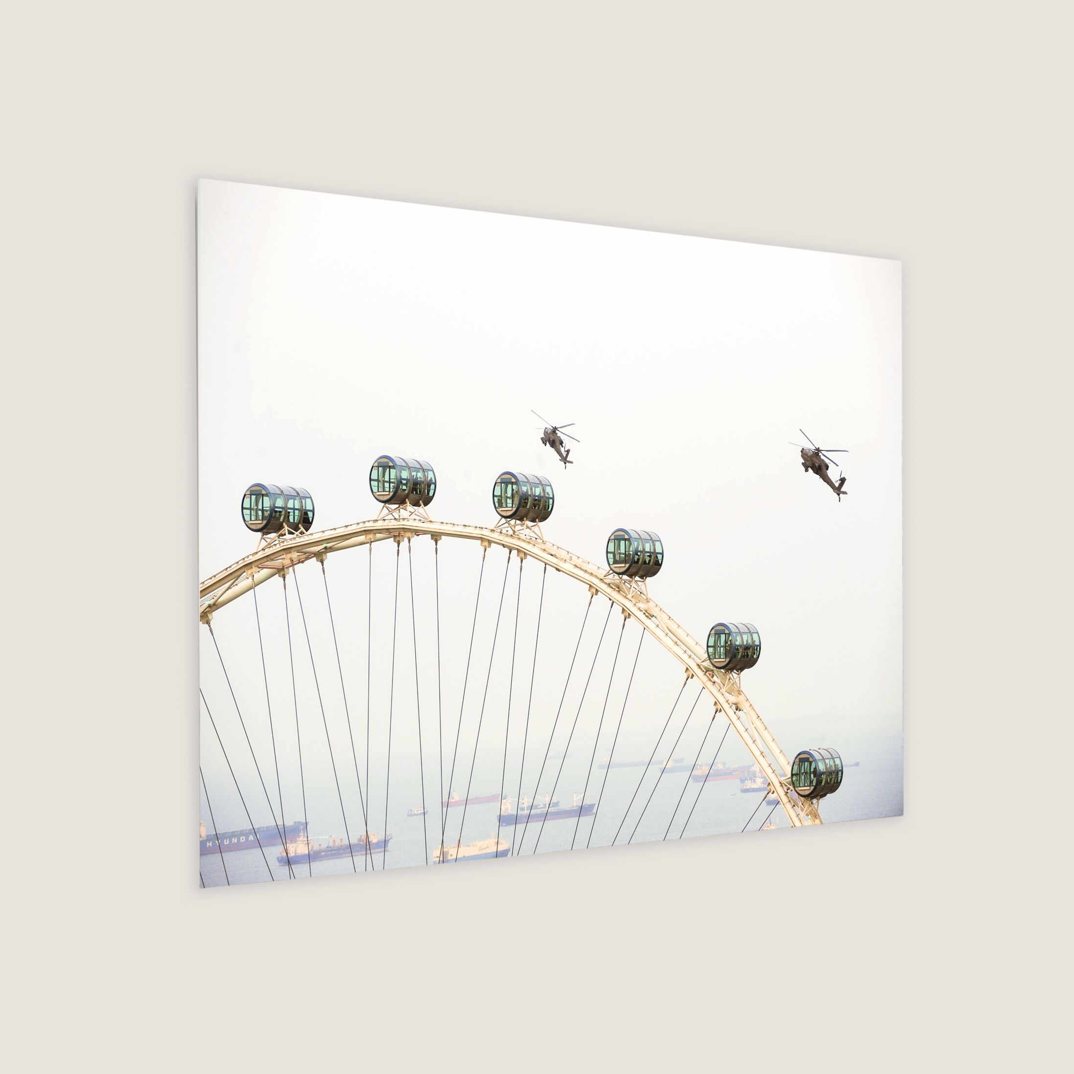 Apache Helicopters Above the Singapore Flyer 2009 Metal Panel