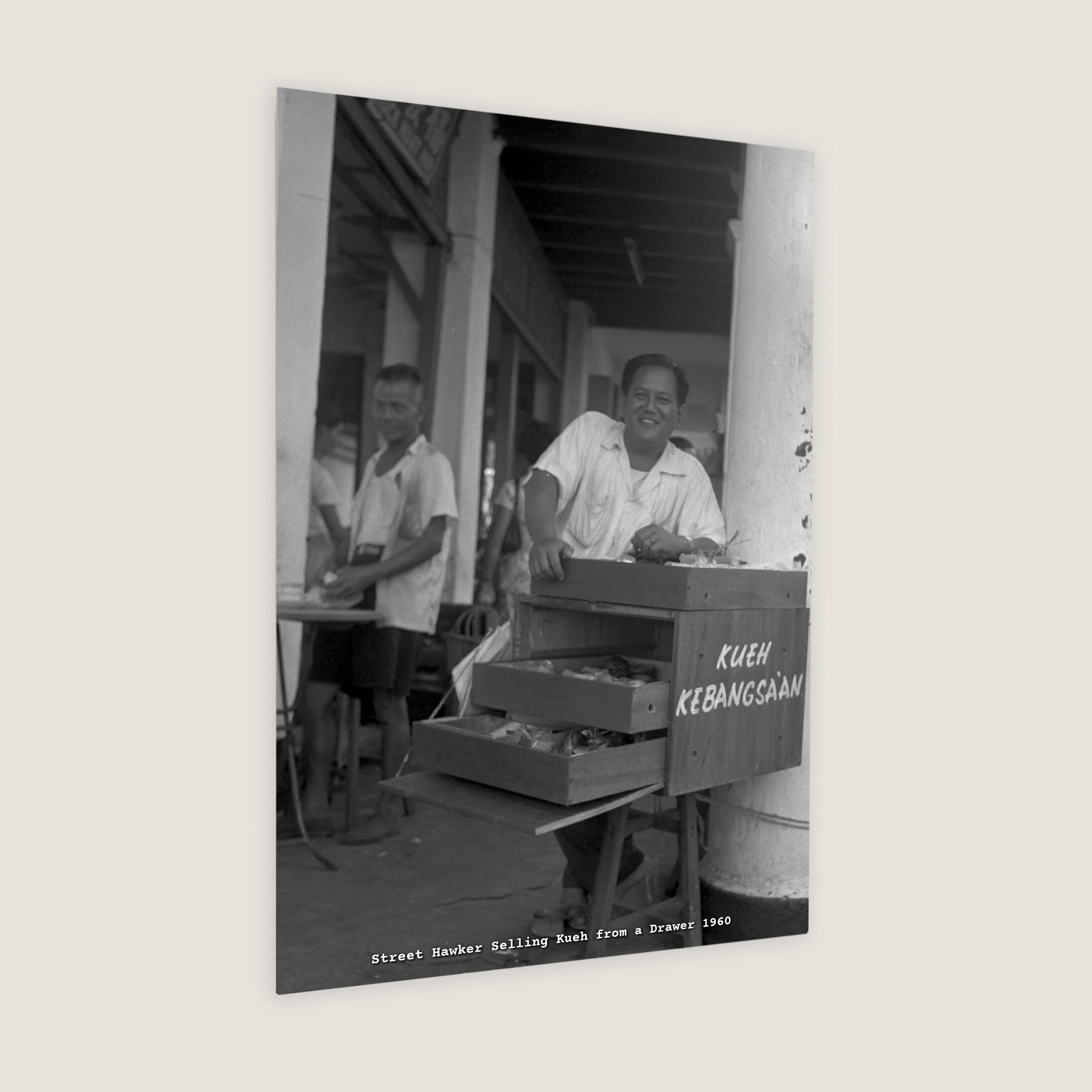 Street Hawker Selling Kueh from a Drawer 1960