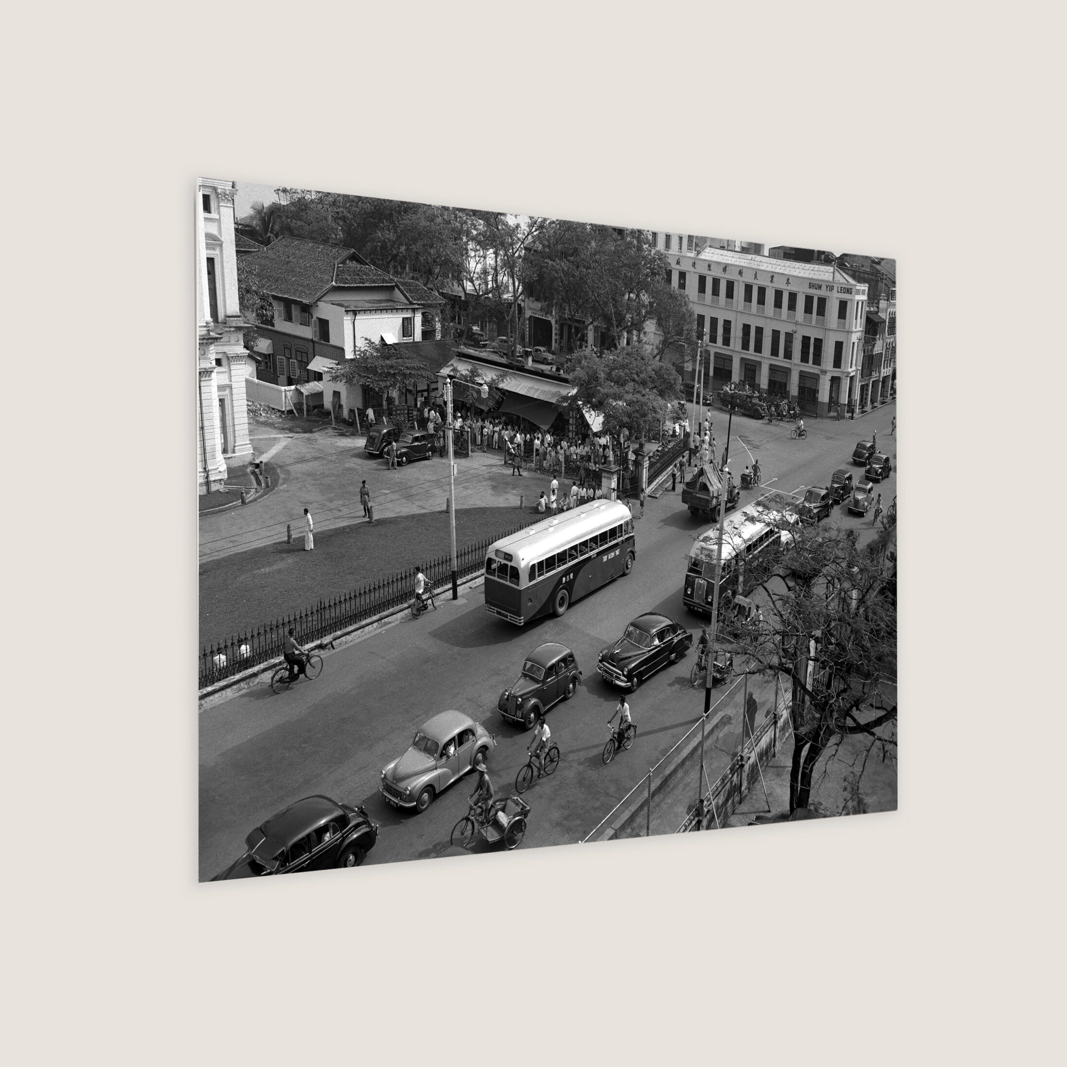 Bustling Street Scene with an Ongoing Strike 1952-My Sg Memories