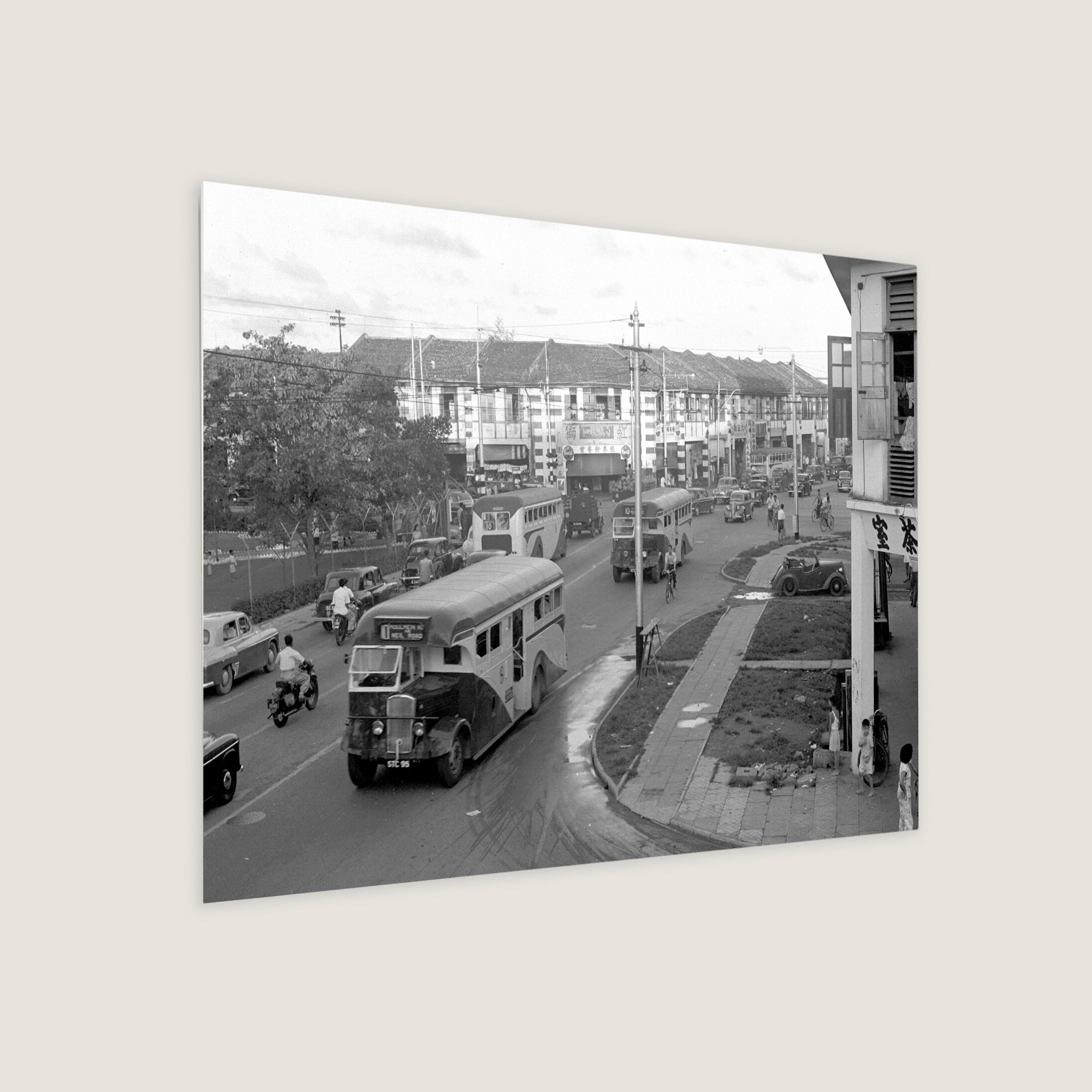 Busy Road at Serangoon Road 1956 Metal Panel