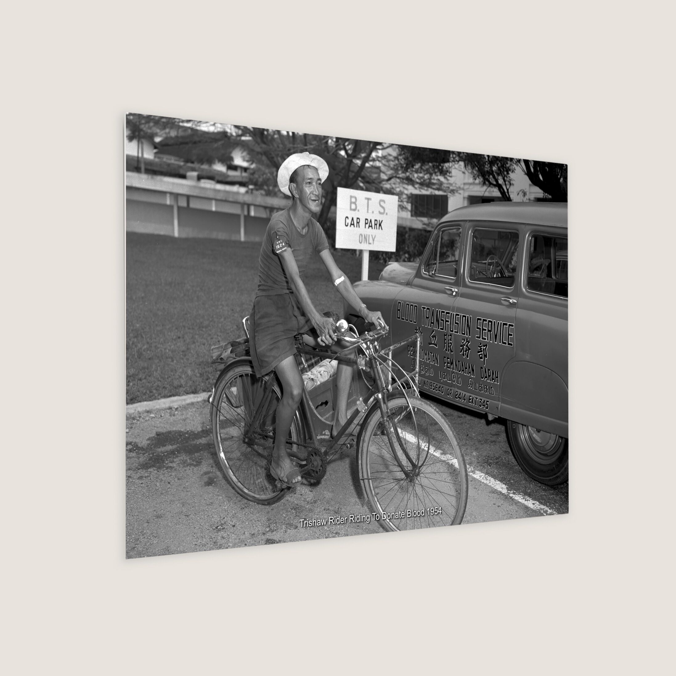 Trishaw Rider Riding To Donate Blood 1954-My Sg Memories