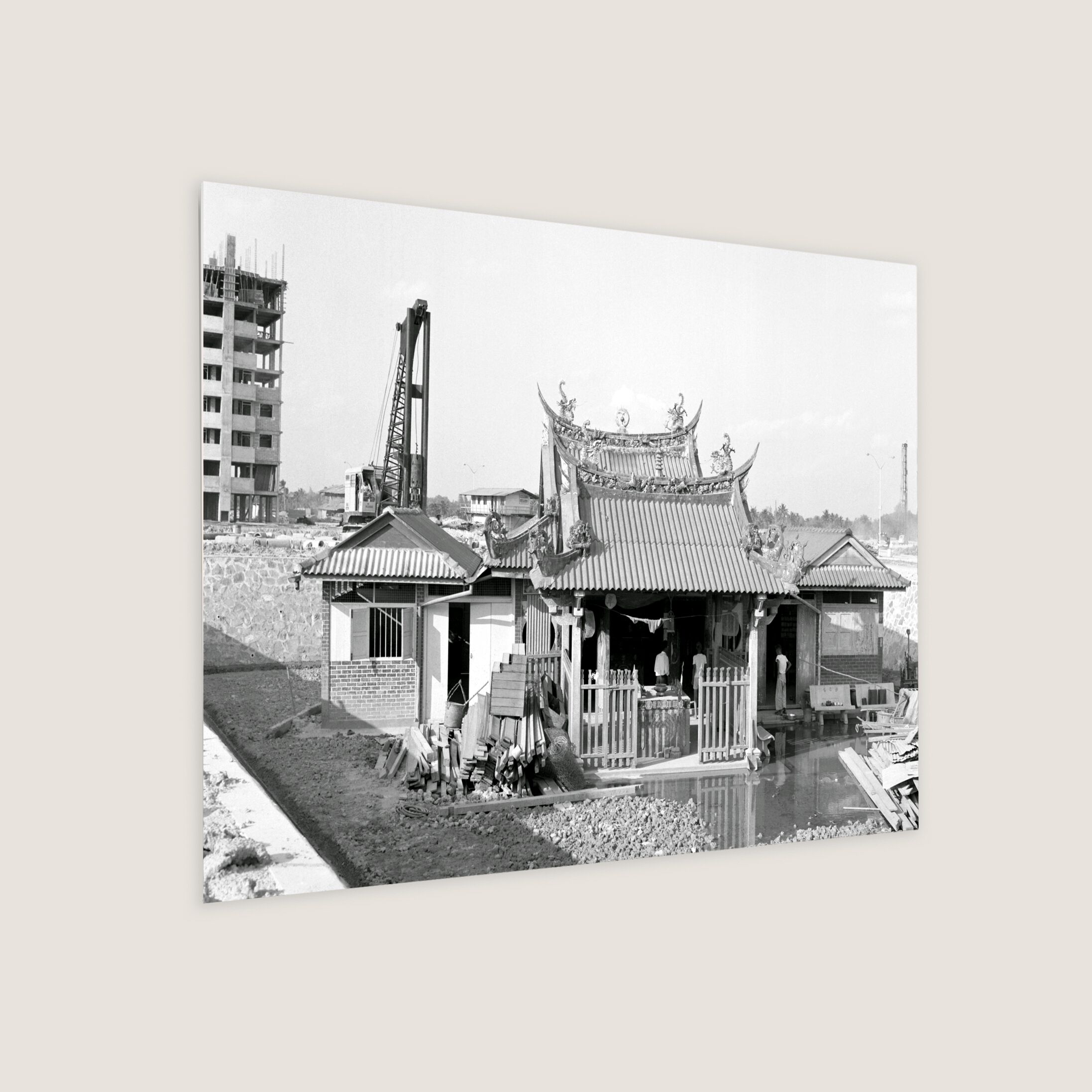 Original Poh Tiong Beo Temple at Toa Payoh Village 1968 Metal Panel