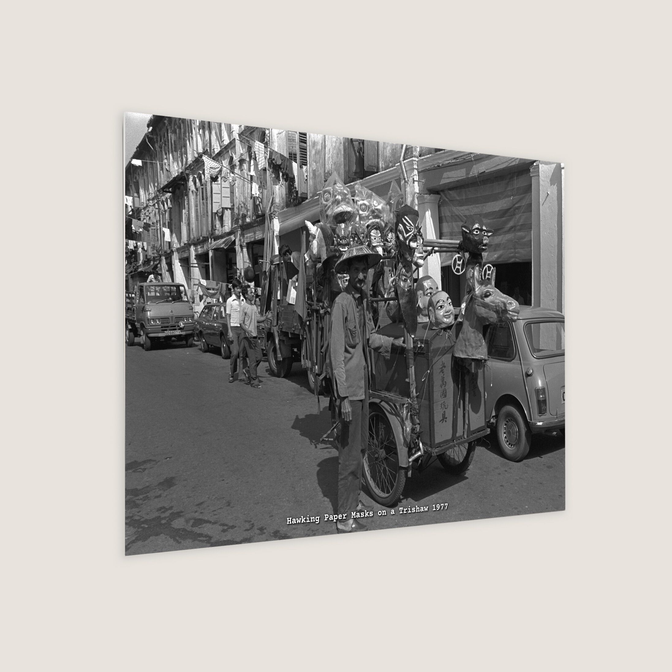 Hawking Paper Masks on a Trishaw 1977-My Sg Memories