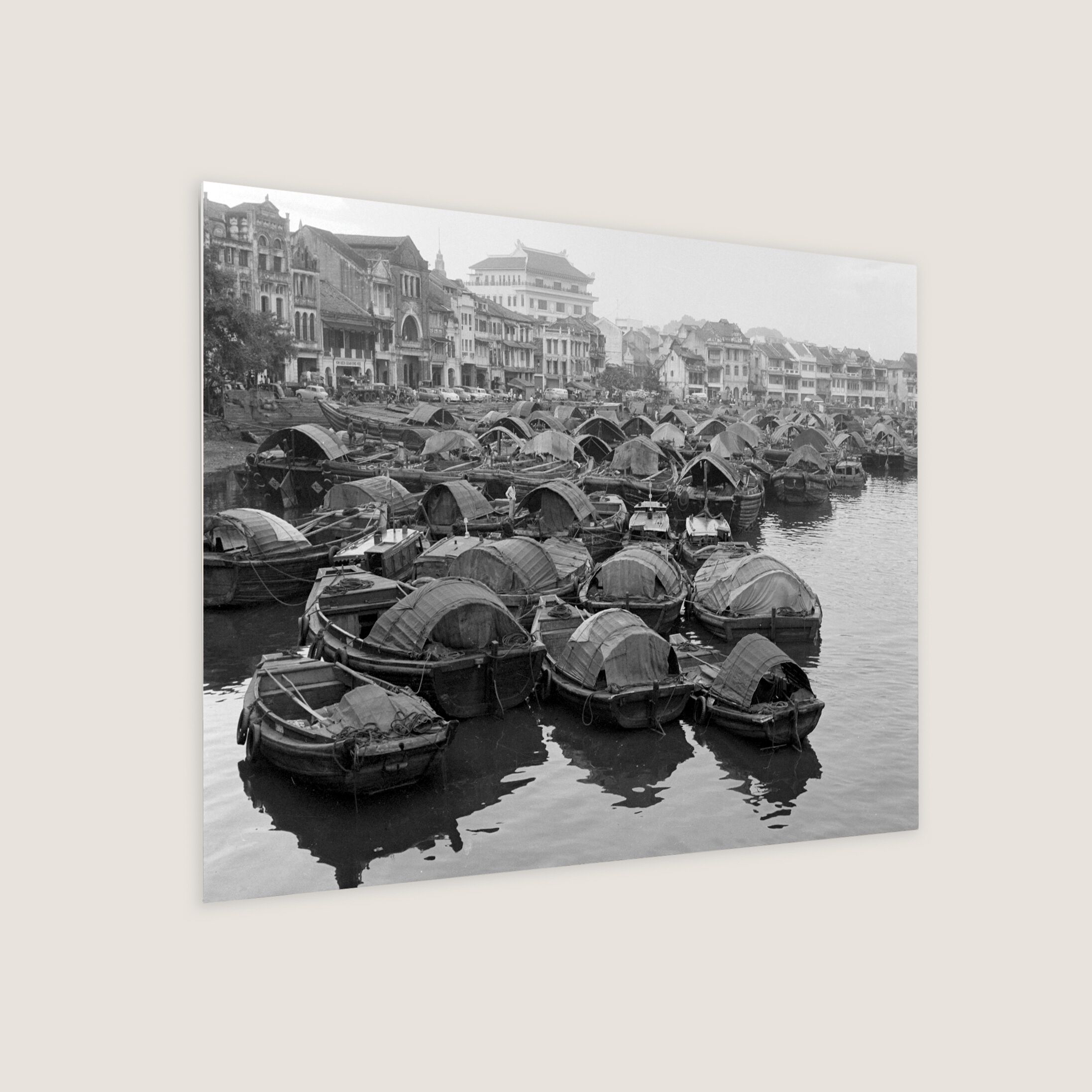 Tongkangs Parked Along Singapore River 1957-My Sg Memories
