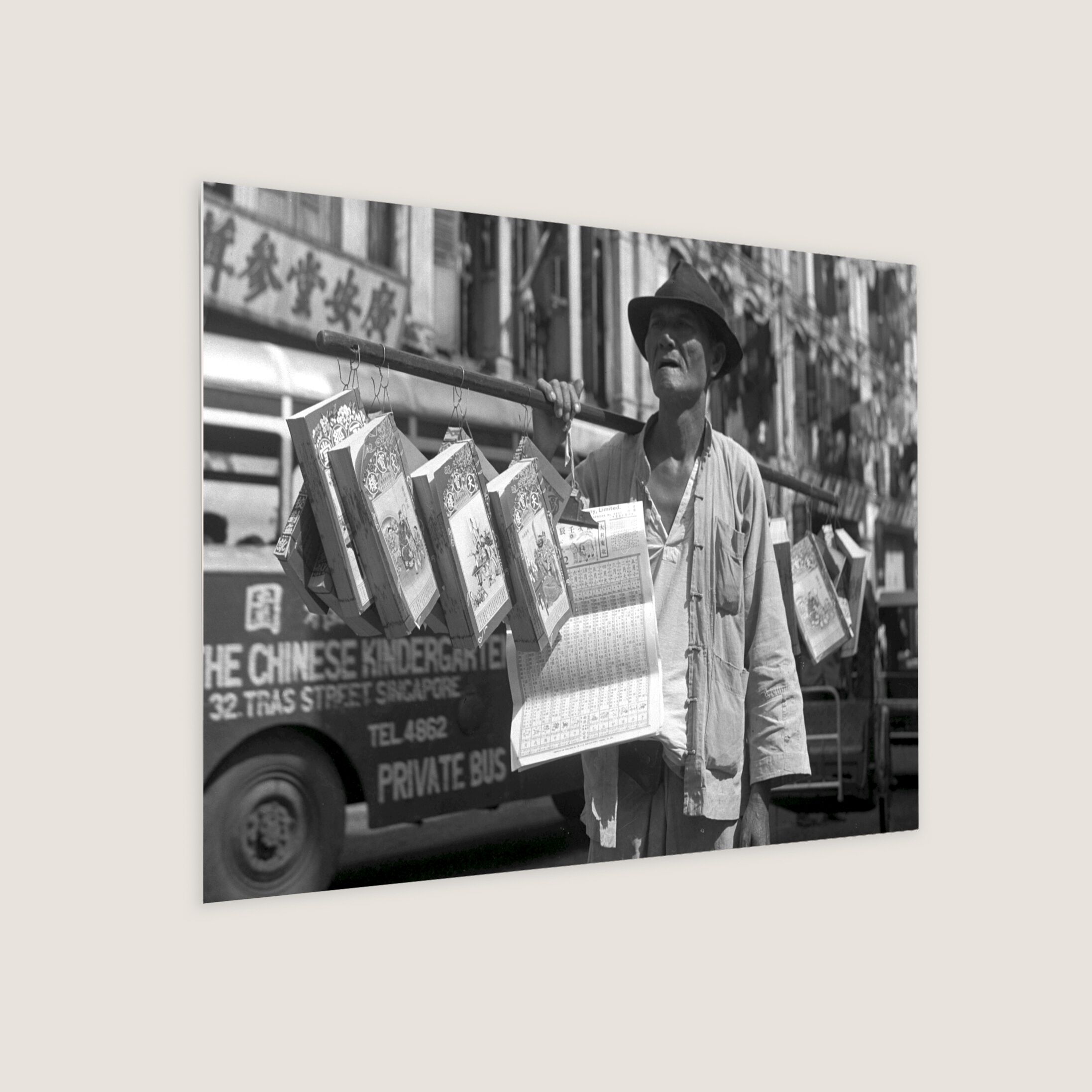 Peddling Chinese Almanacs in Chinatown 1952 Metal Panel