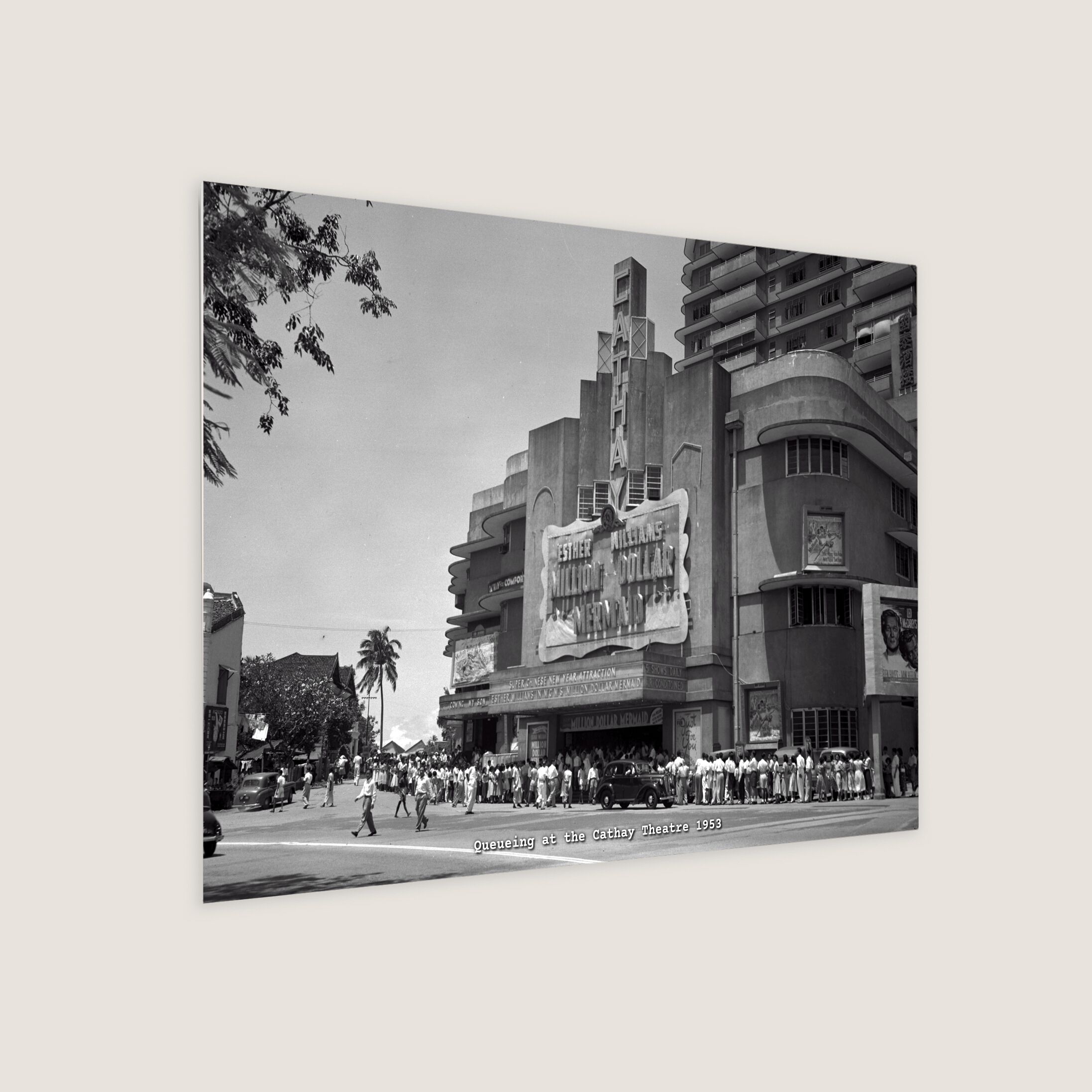 Queueing at the Cathay Theatre 1953 Metal Panel