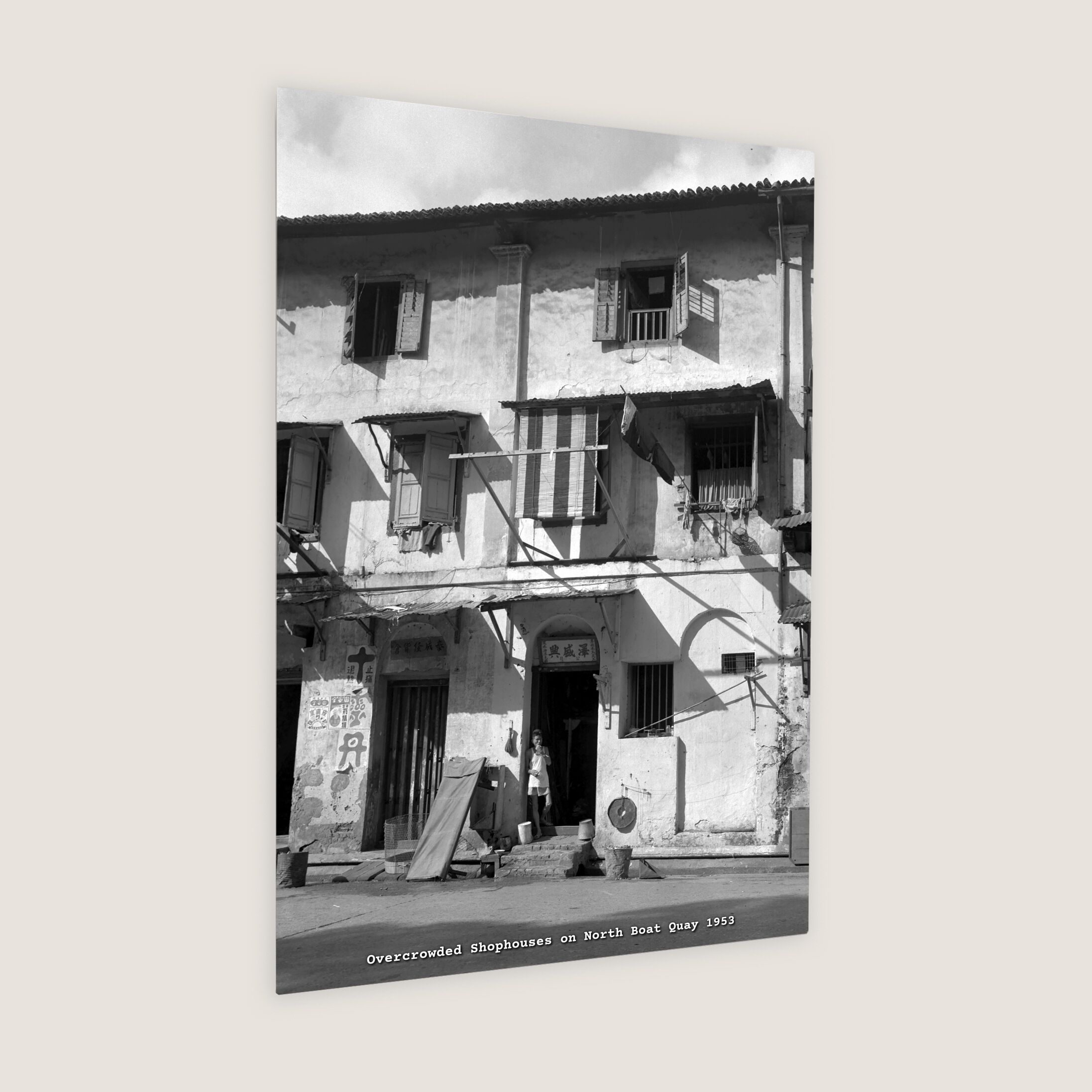 Overcrowded Shophouses on North Boat Quay 1953