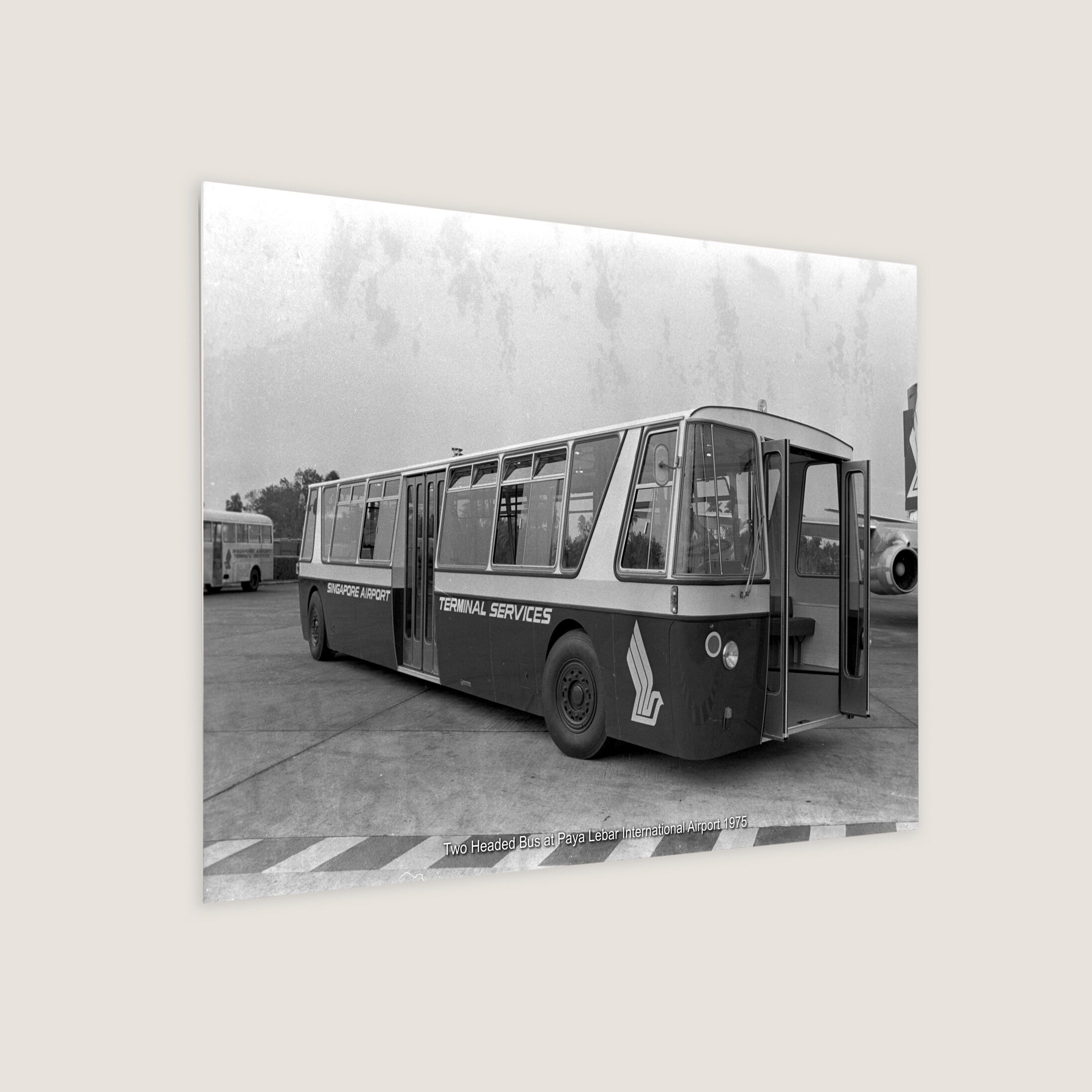 Two Headed Bus at Paya Lebar International Airport 1975-My Sg Memories