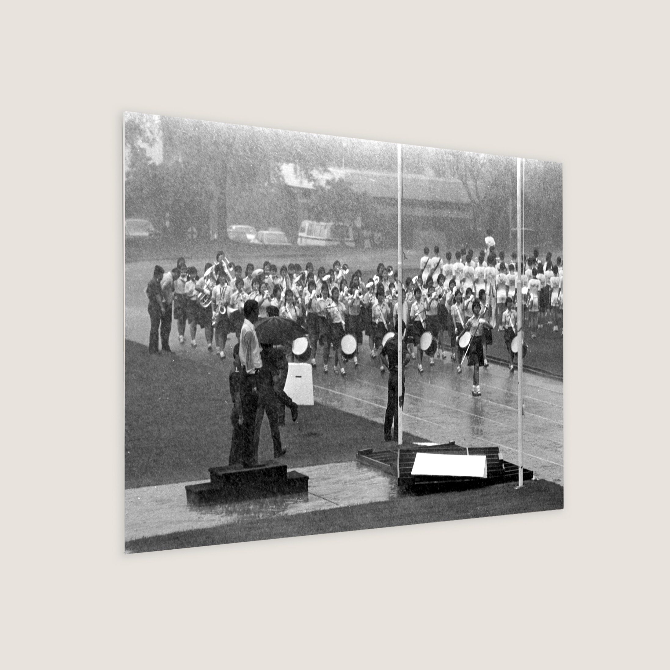 March On in the Rain 1981 Metal Panel