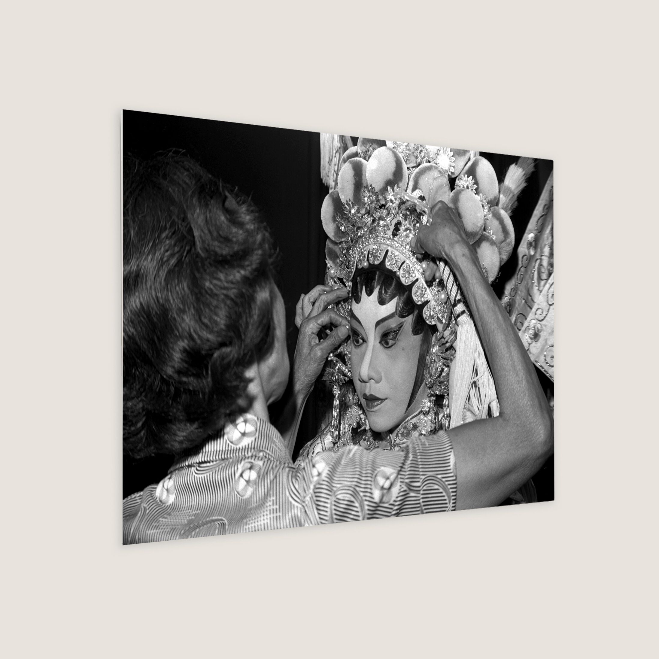 Cantonese Opera Performer Getting Ready 1979 Metal Panel