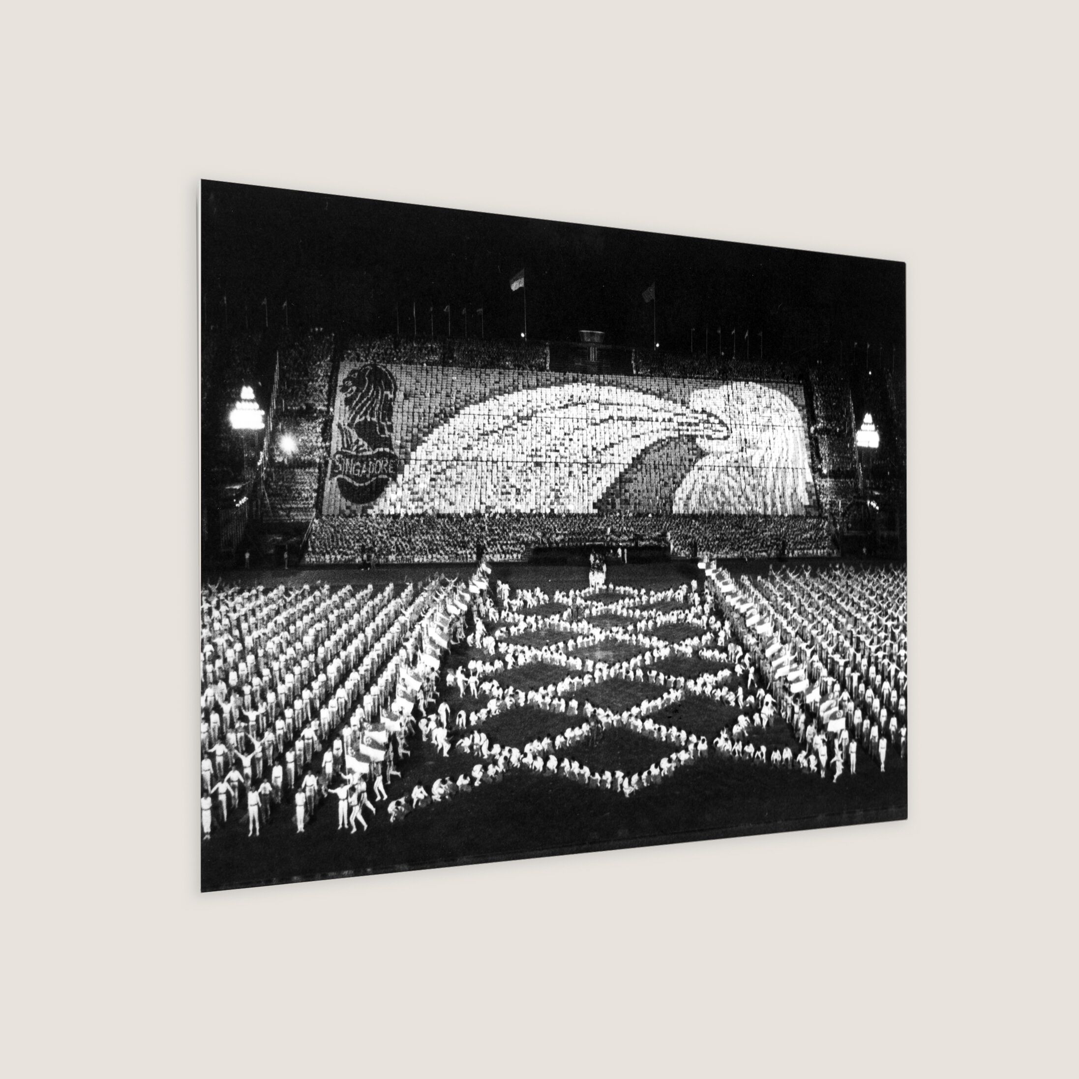 Merlion Formed by Thousands of Flashcards 1988 Metal Panel