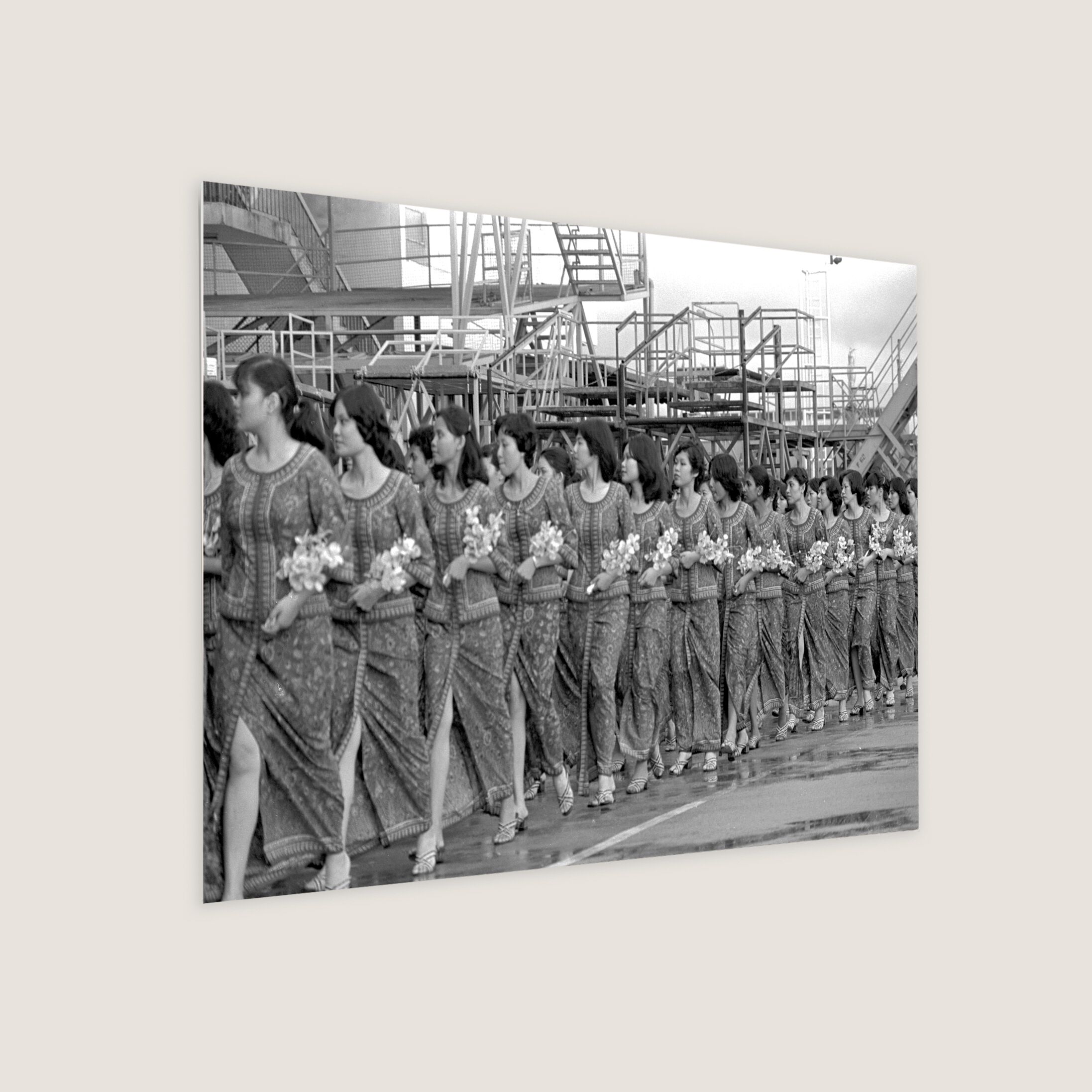 Singapore Girls with the National Flower 1981 Metal Panel