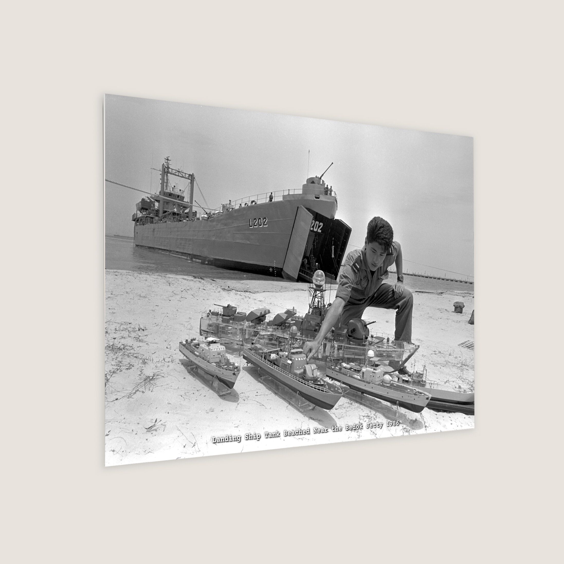 Landing Ship Tank Beached Near the Bedok Jetty 1986 Metal Panel