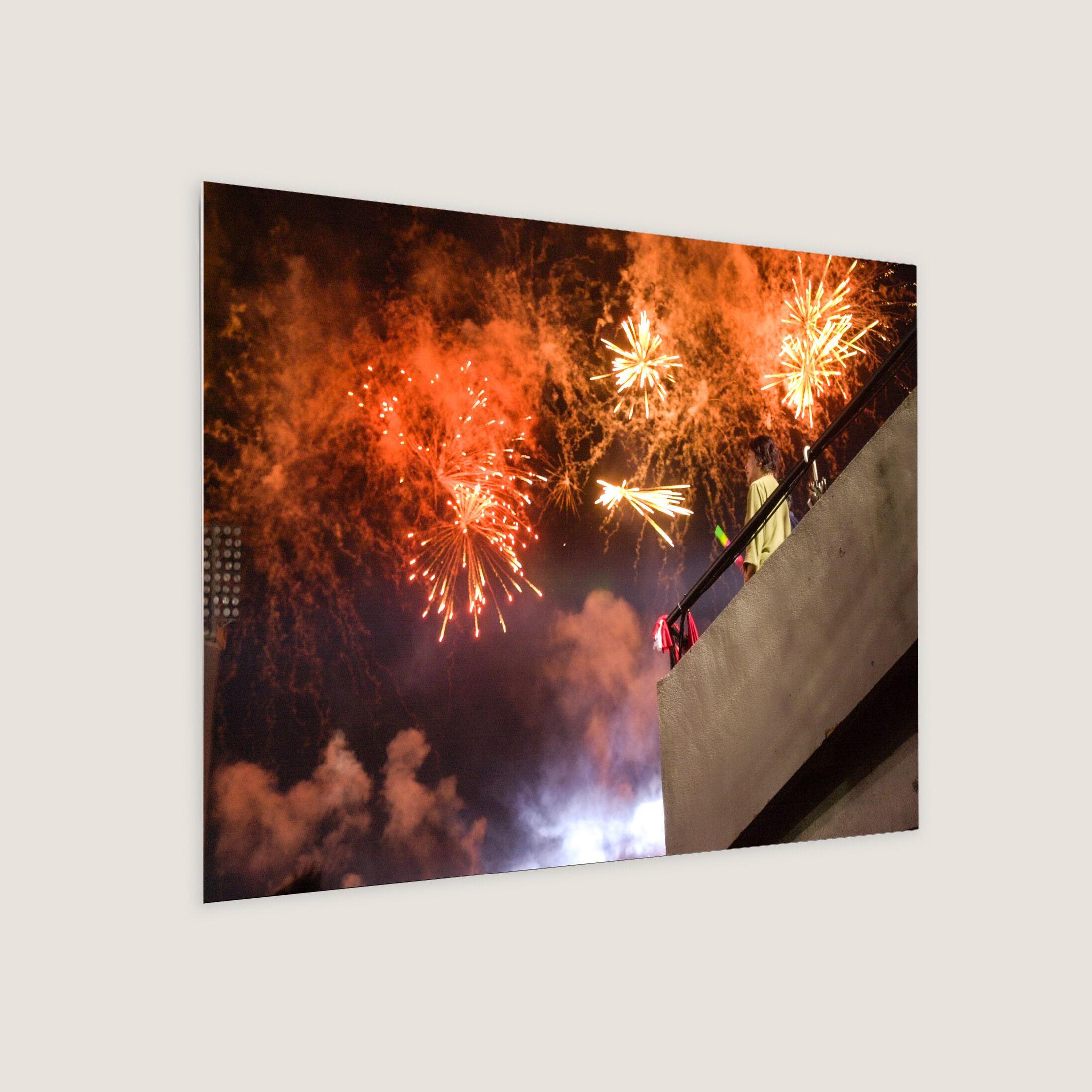 Colourful Fireworks Light Up the Sky 2002 Metal Panel