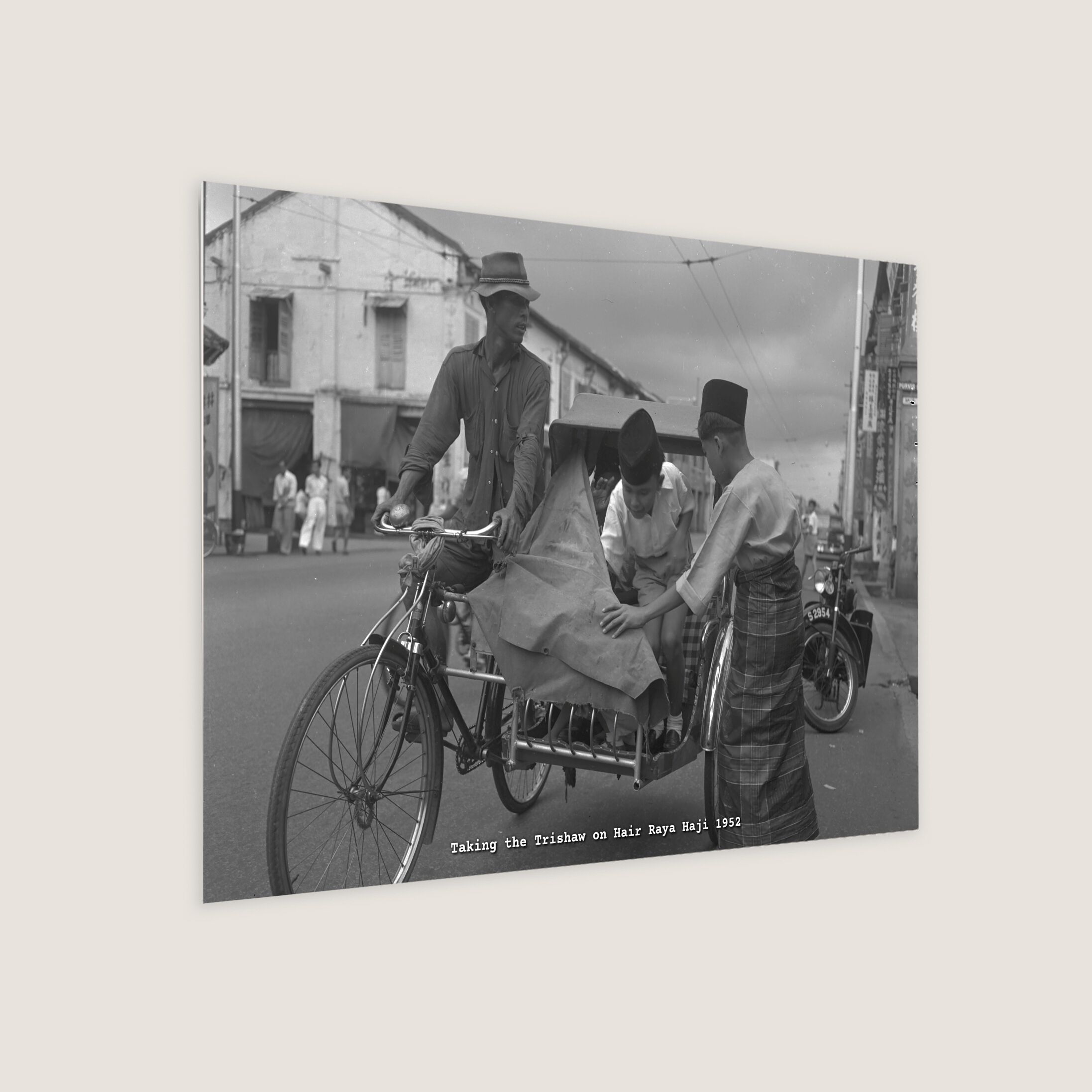 Taking the Trishaw on Hari Raya Haji 1952 Metal Panel