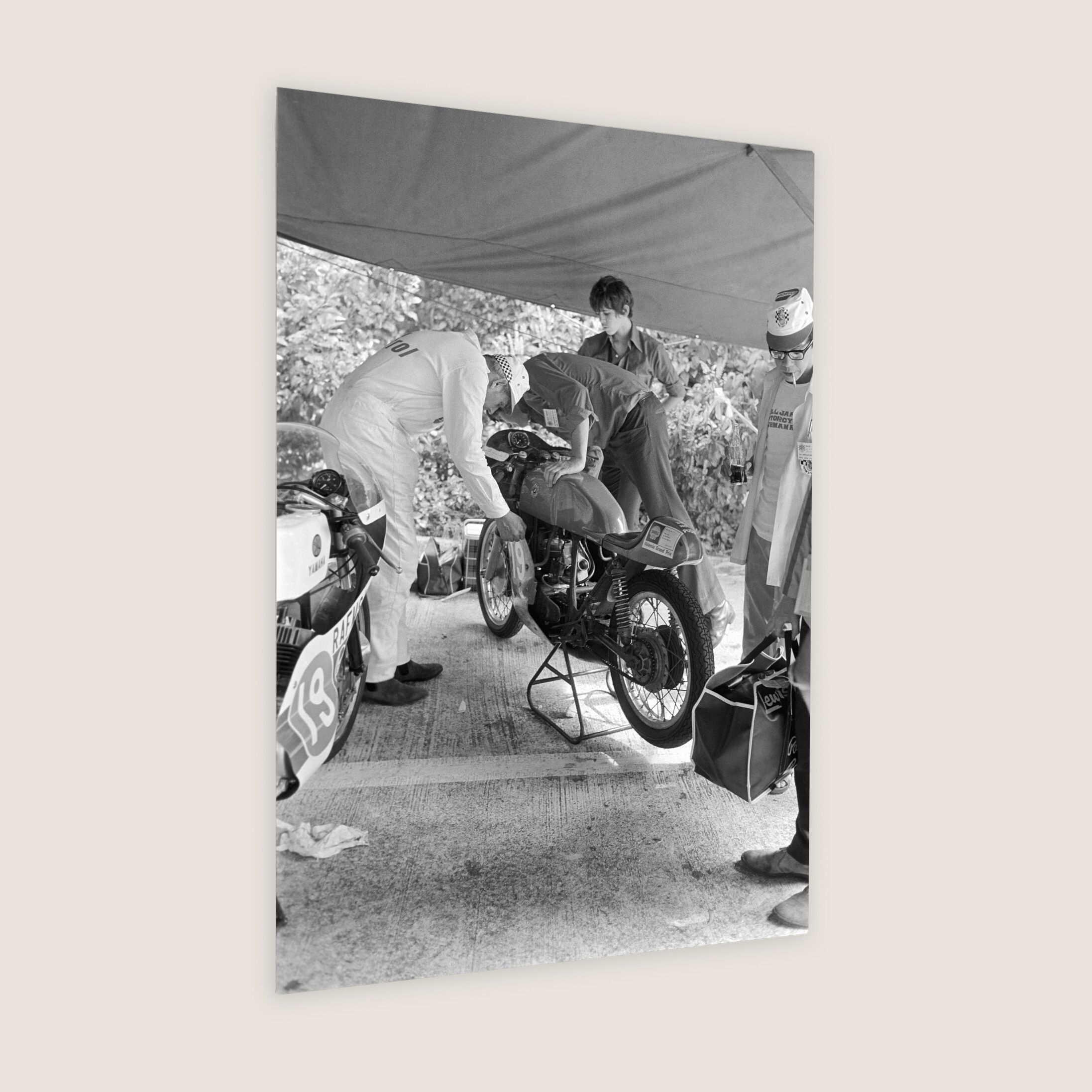 Scrutineering a Motorcycle at the Paddock 1972