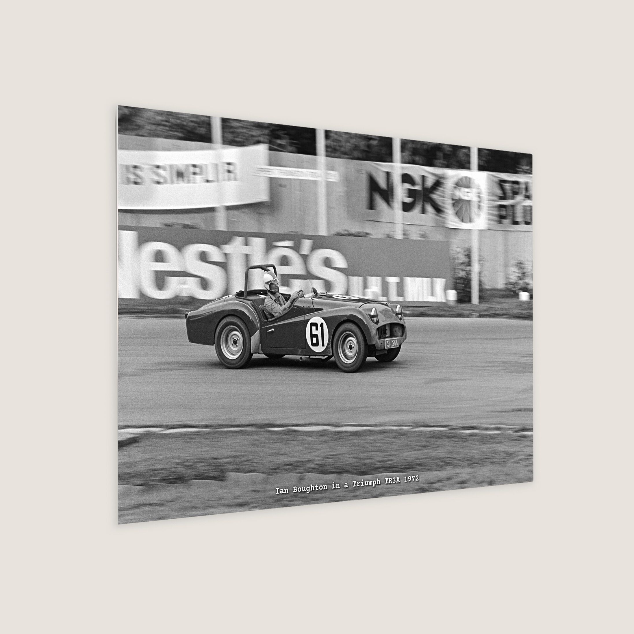 Ian Boughton in a Triumph TR3A 1972
