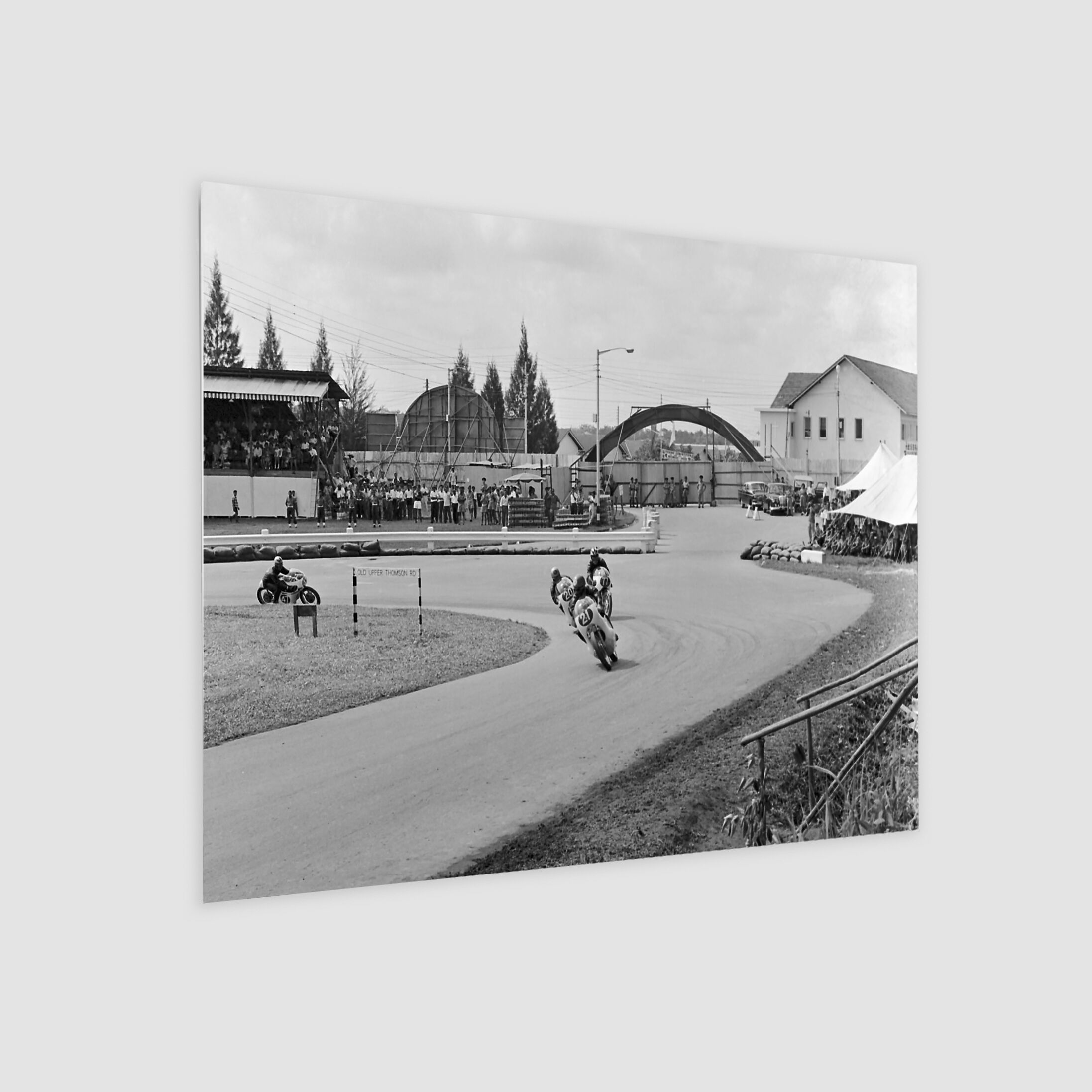 Motorcycles Pass the Grandstands at Circus Hairpin 1963-My Sg Memories