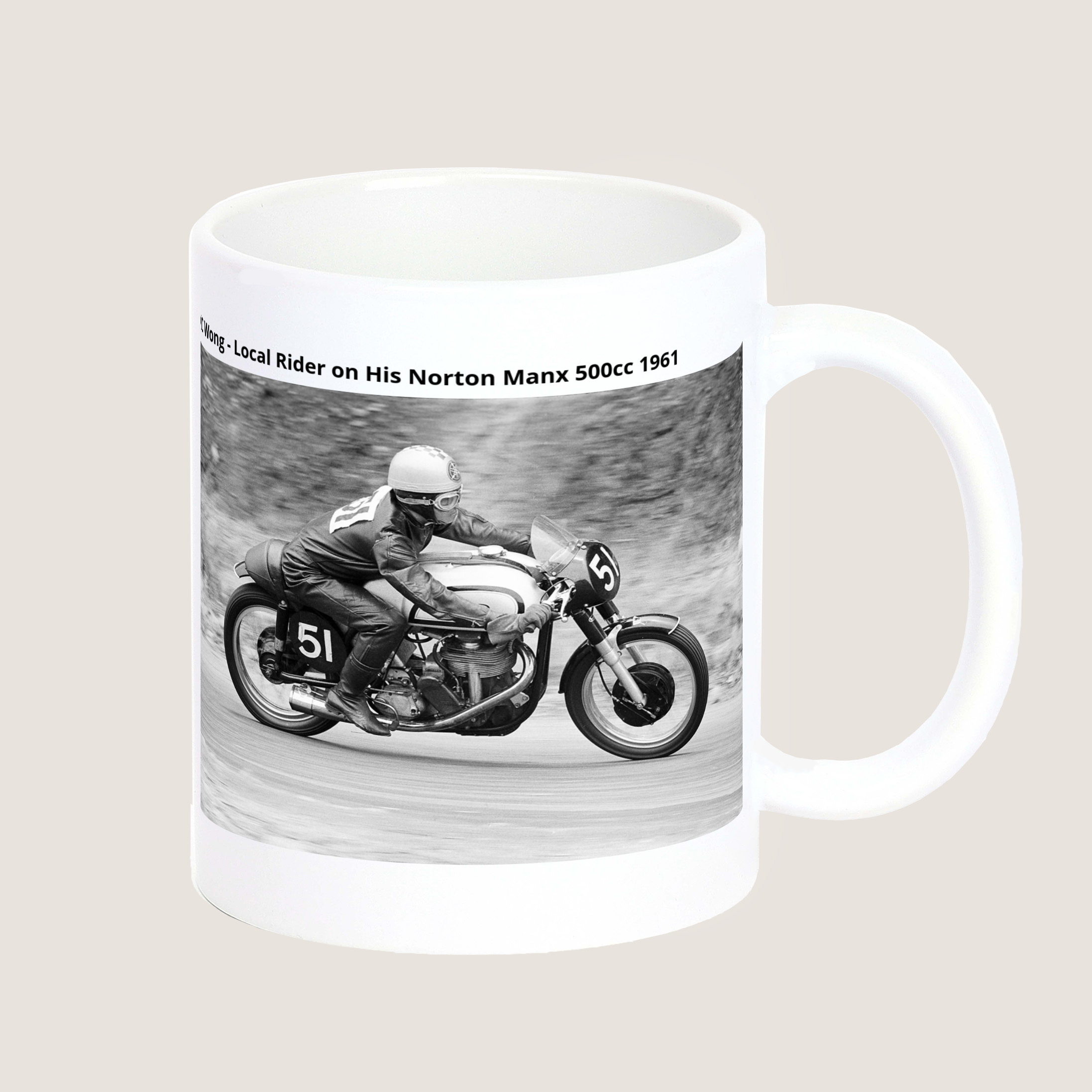 KC Wong - Local Rider on His Norton Manx 500cc 1961 Mug