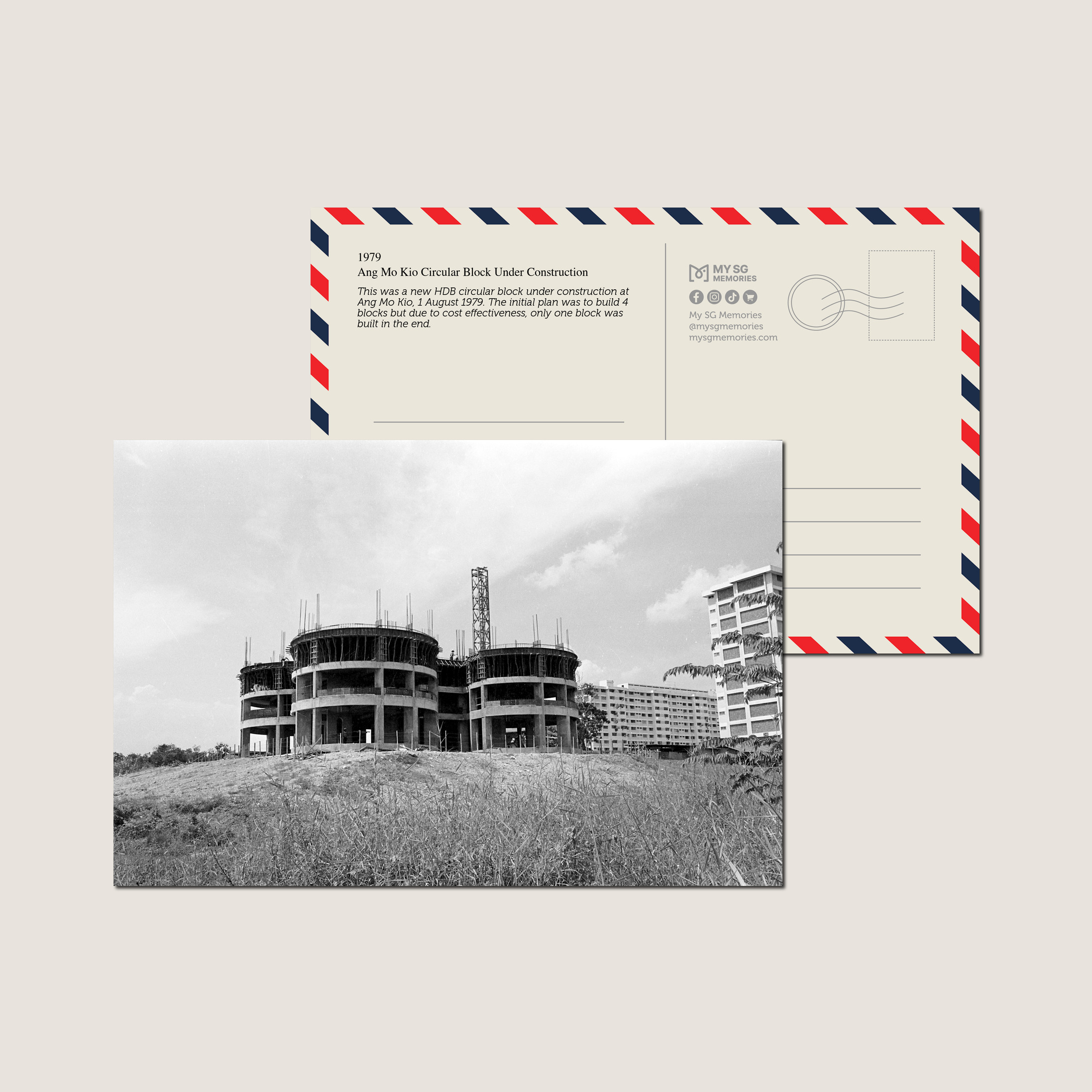 Ang Mo Kio Circular Block Under Construction 1979-My Sg Memories