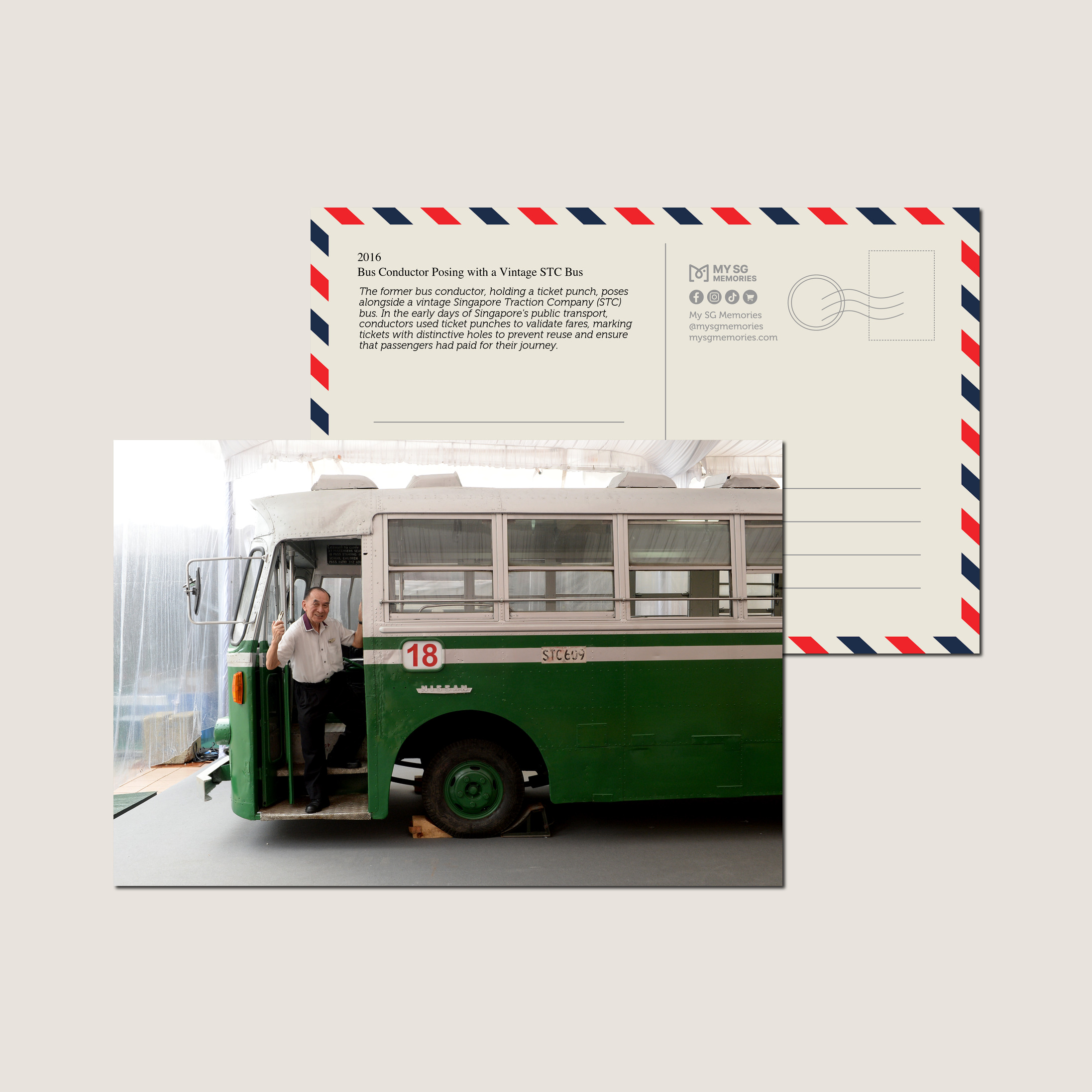 Bus Conductor Posing with a Vintage STC Bus 2016-My Sg Memories