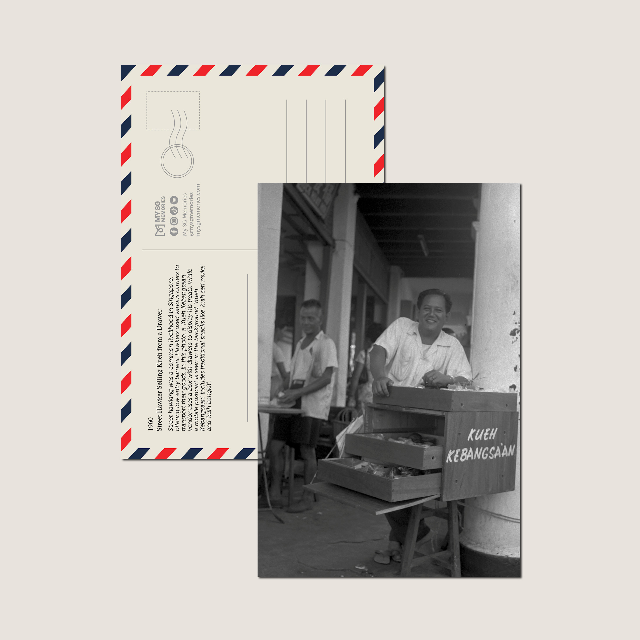 Street Hawker Selling Kueh from a Drawer 1960-My Sg Memories