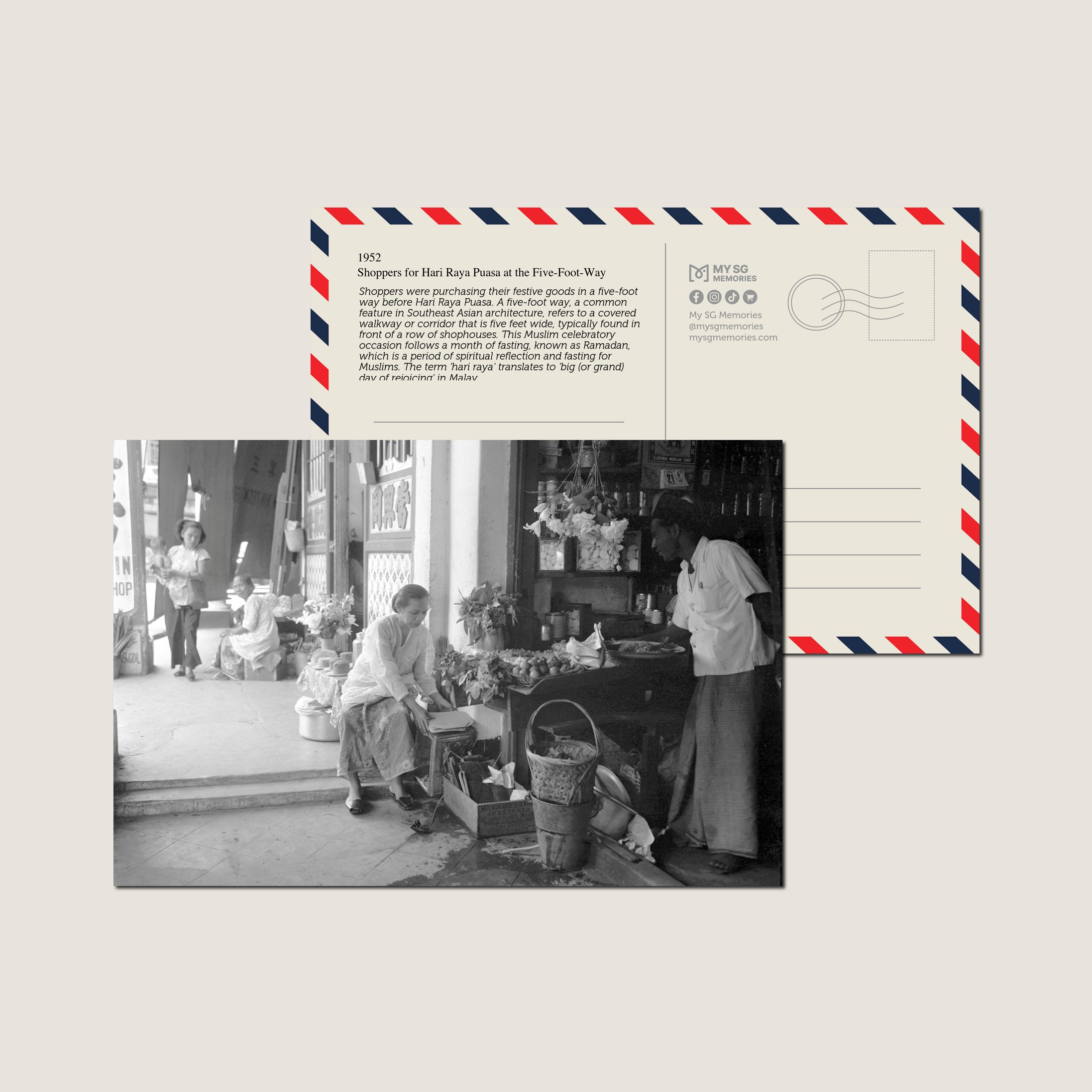 Shoppers for Hari Raya Puasa at the Five-Foot-Way 1952-My Sg Memories