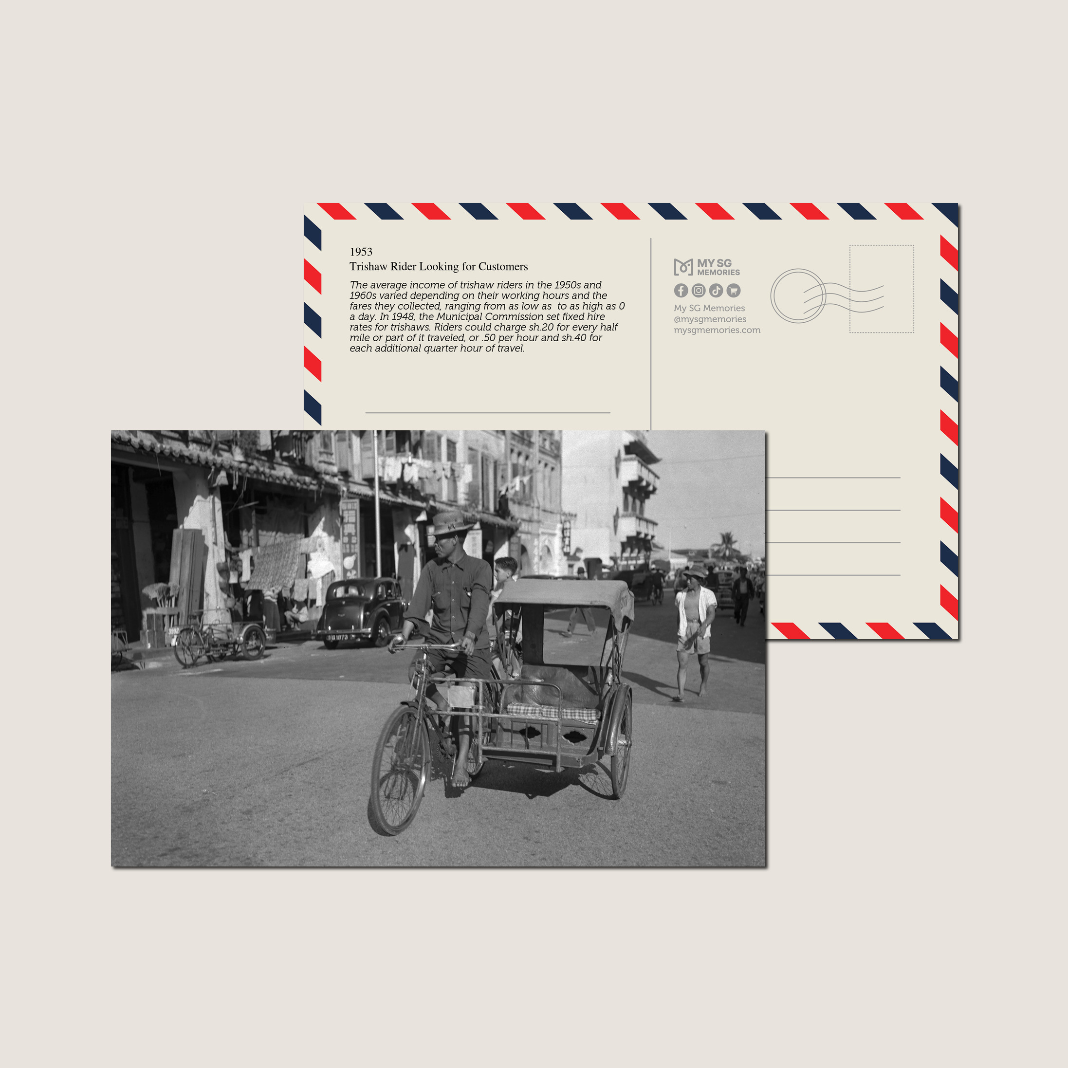 Trishaw Rider Looking for Customers 1953-My Sg Memories