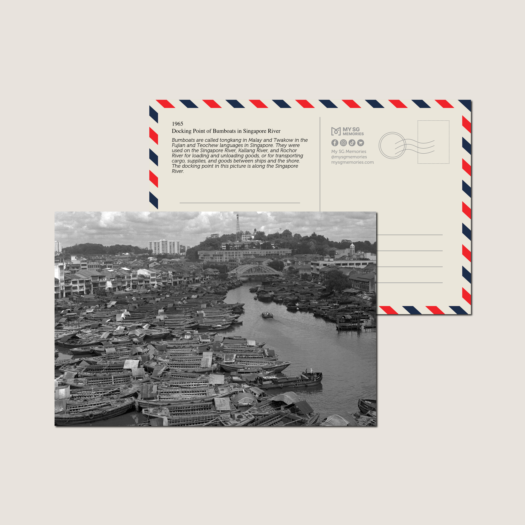 Docking Point of Bumboats in Singapore River 1965-My Sg Memories