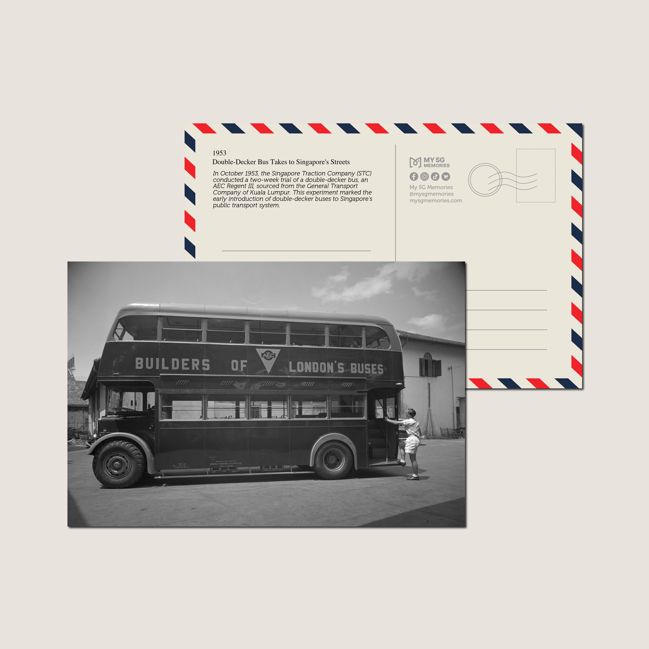 Double-Decker Bus Takes to Singapore's Streets 1953-My Sg Memories