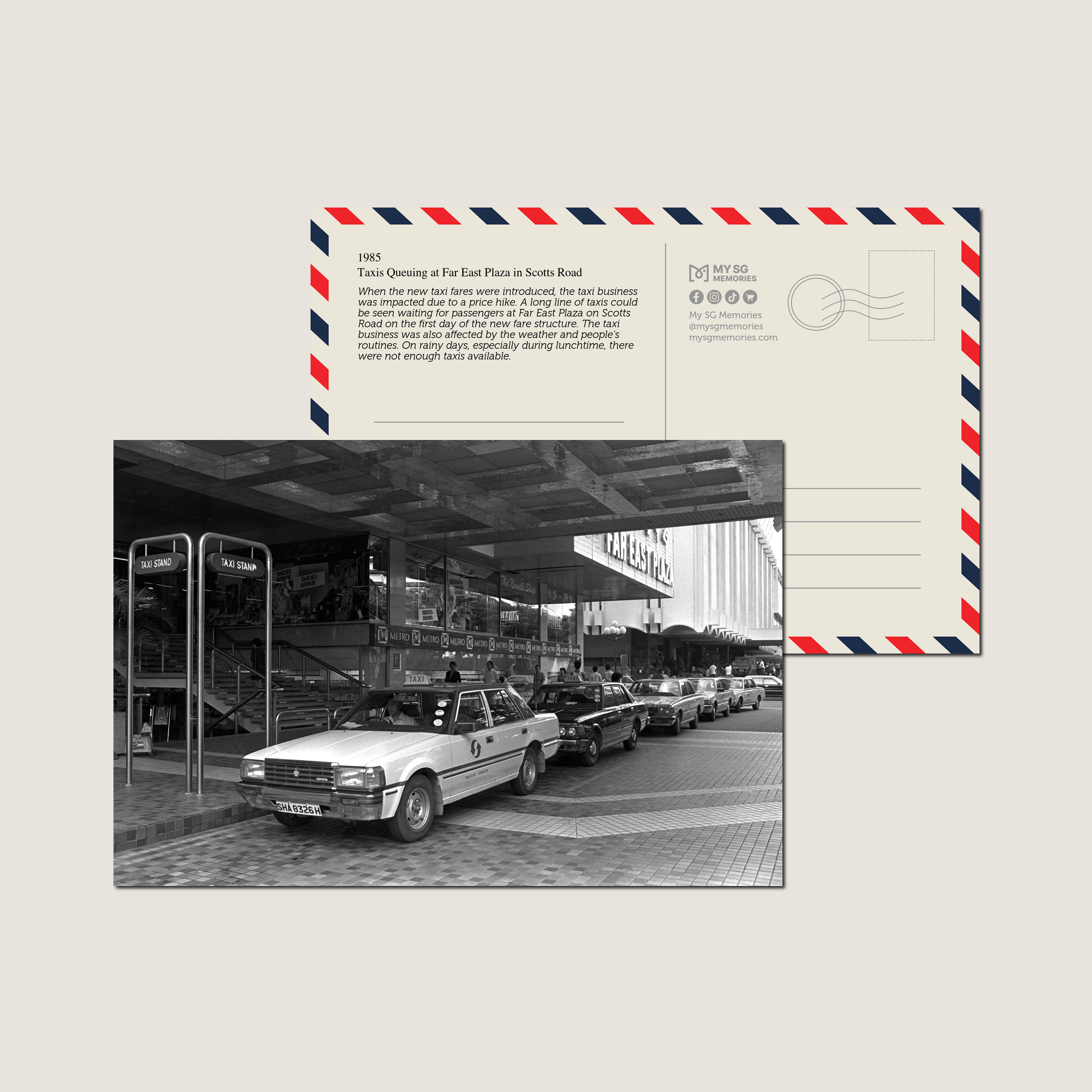 Taxis Queuing at Far East Plaza in Scotts Road 1985-My Sg Memories