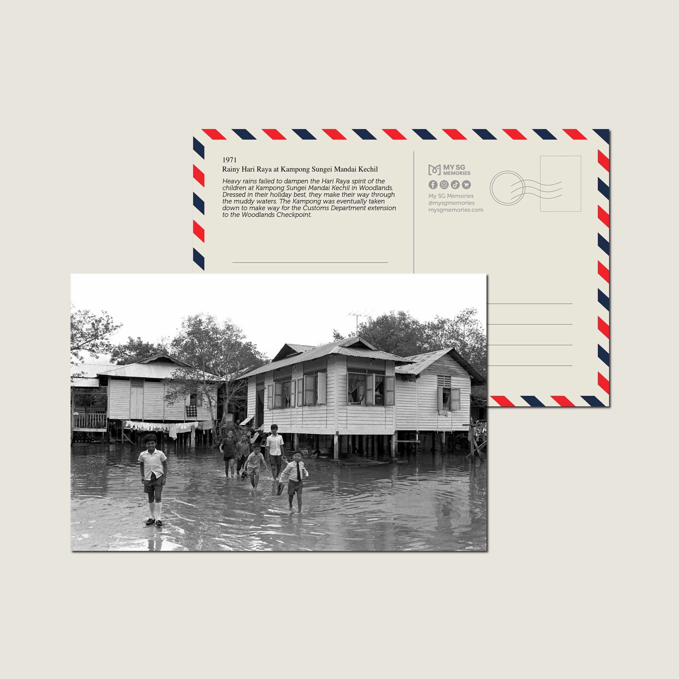 Rainy Hari Raya at Kampong Sungei Mandai Kechil 1971-My Sg Memories
