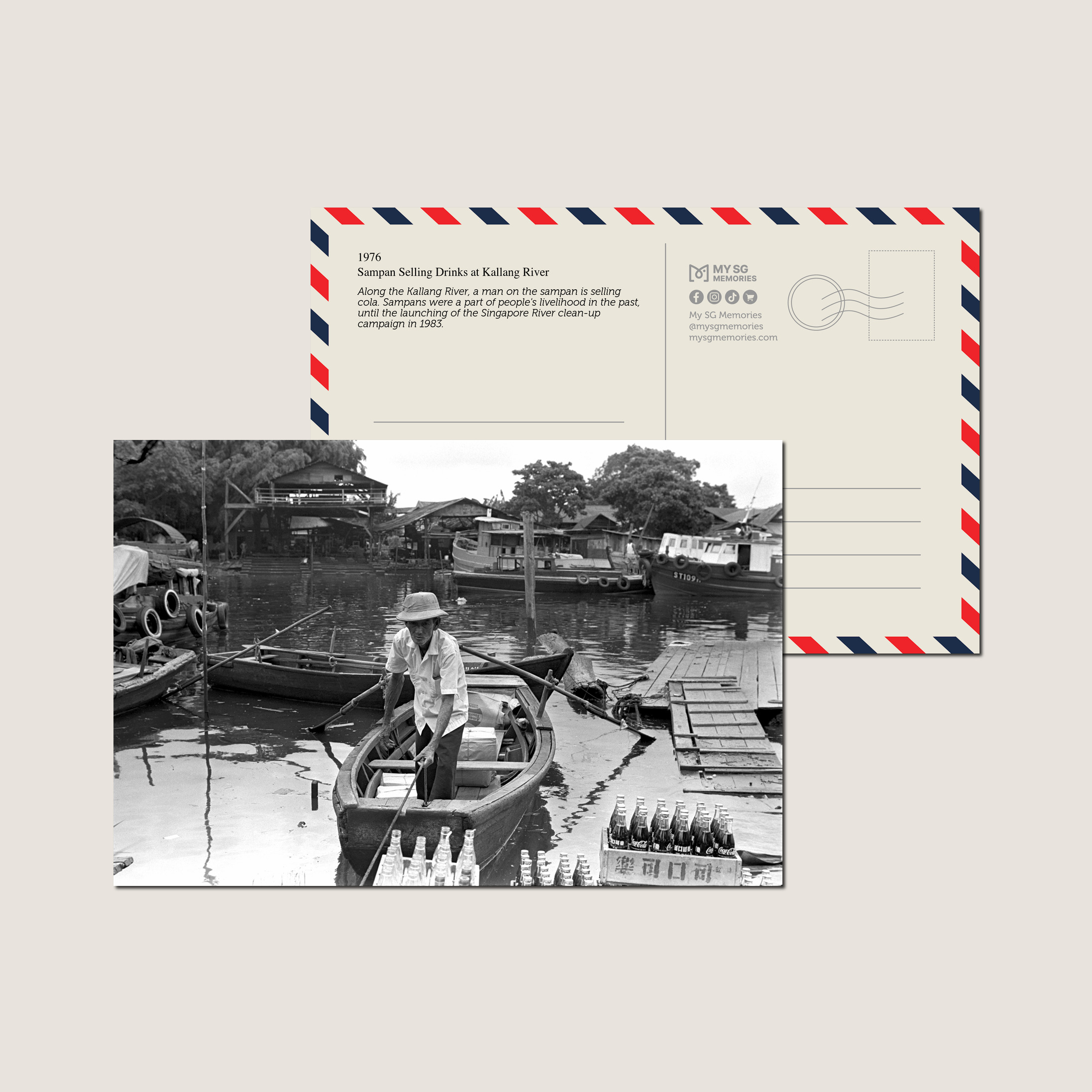 Sampan Selling Drinks at Kallang River 1976-My Sg Memories