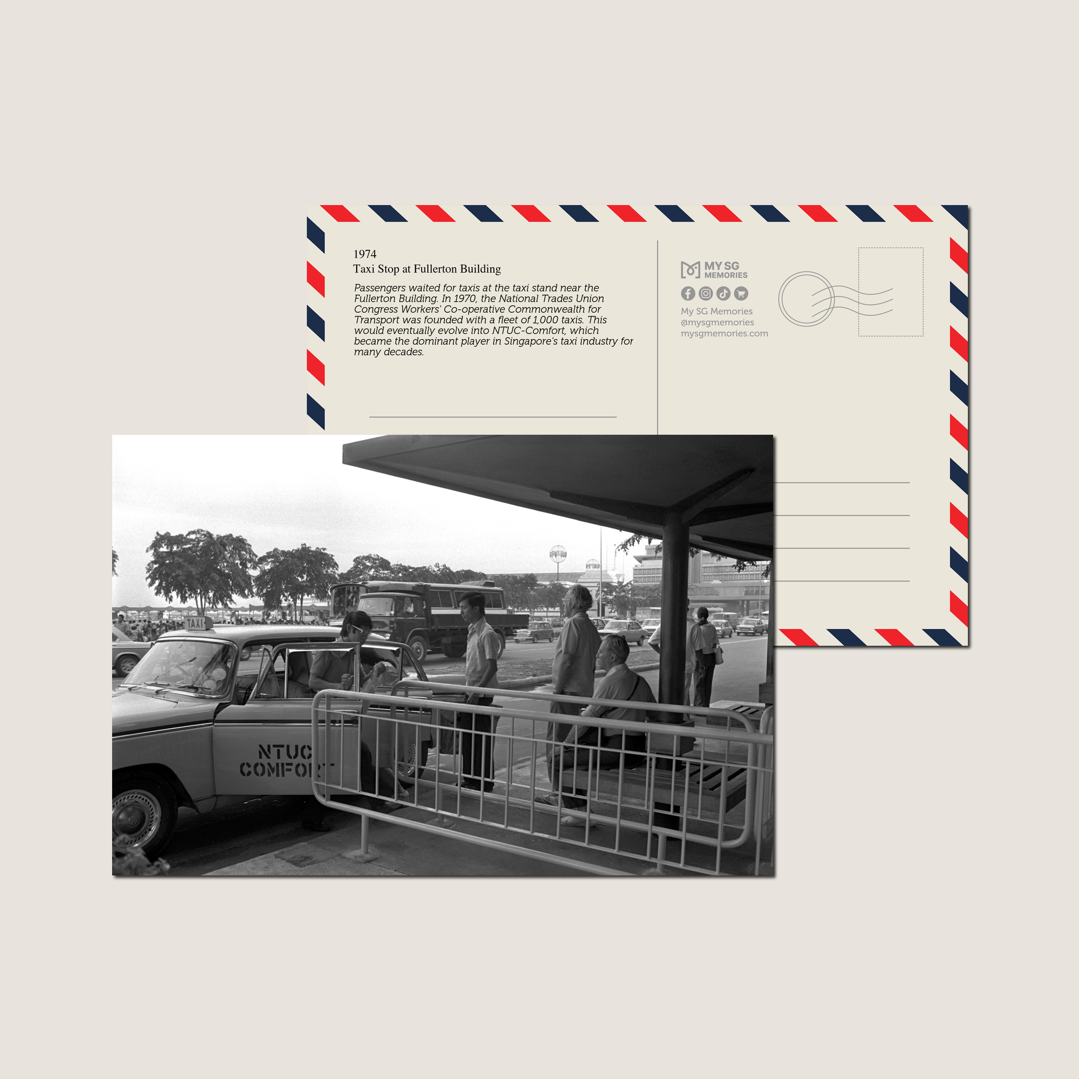 Taxi Stop at Fullerton Building 1974-My Sg Memories