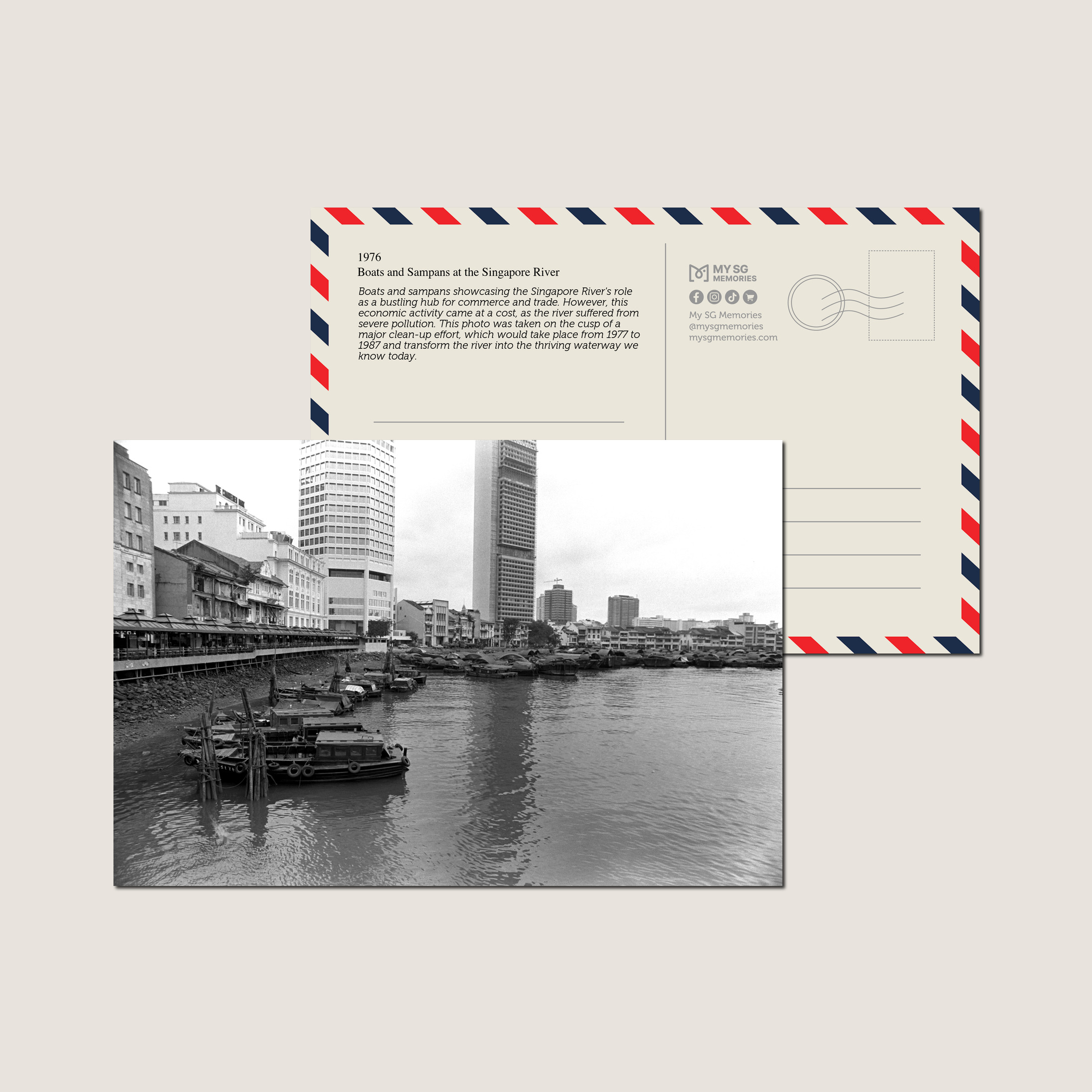 Boats and Sampans at the Singapore River 1976-My Sg Memories