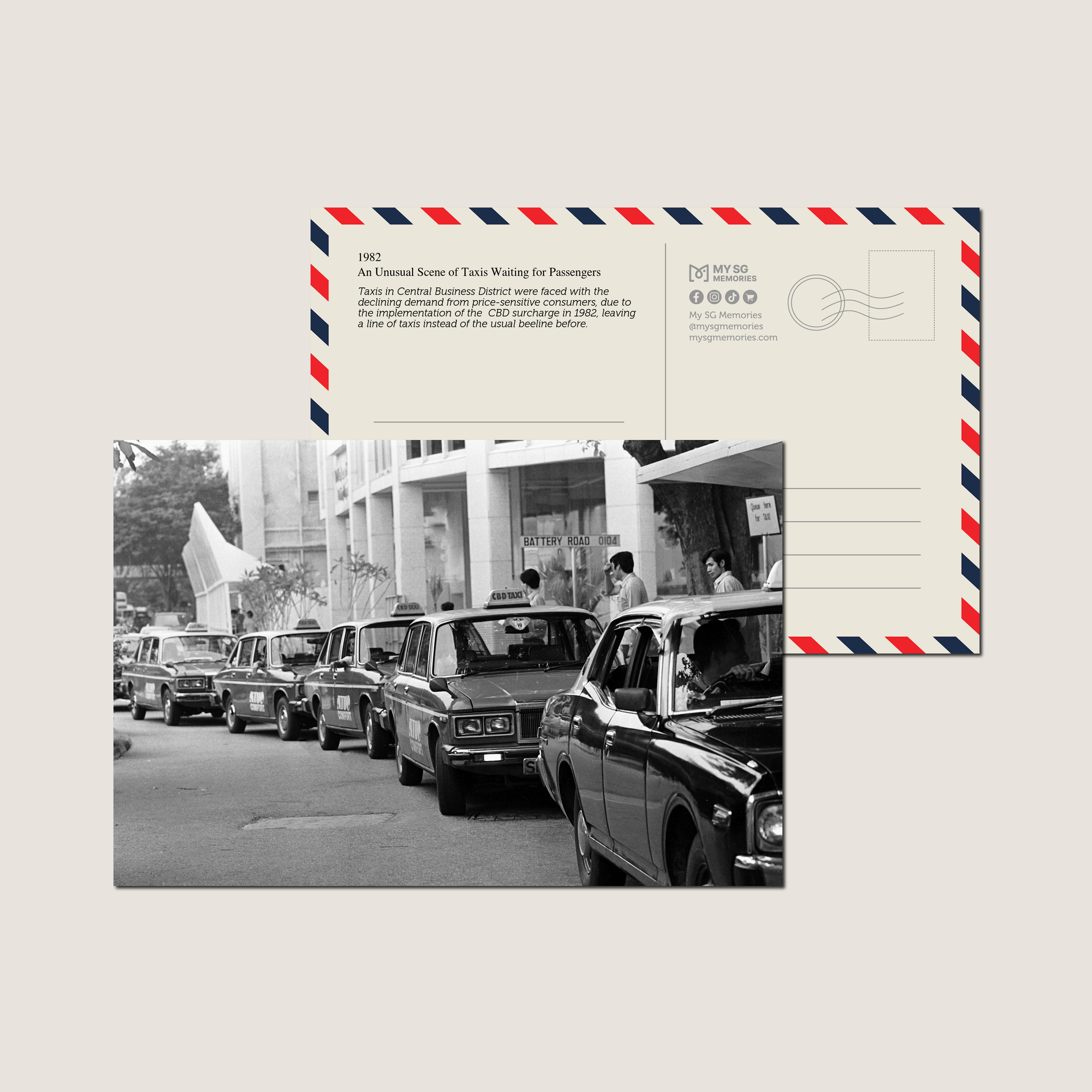 An Unusual Scene of Taxis Waiting for Passengers 1982-My Sg Memories