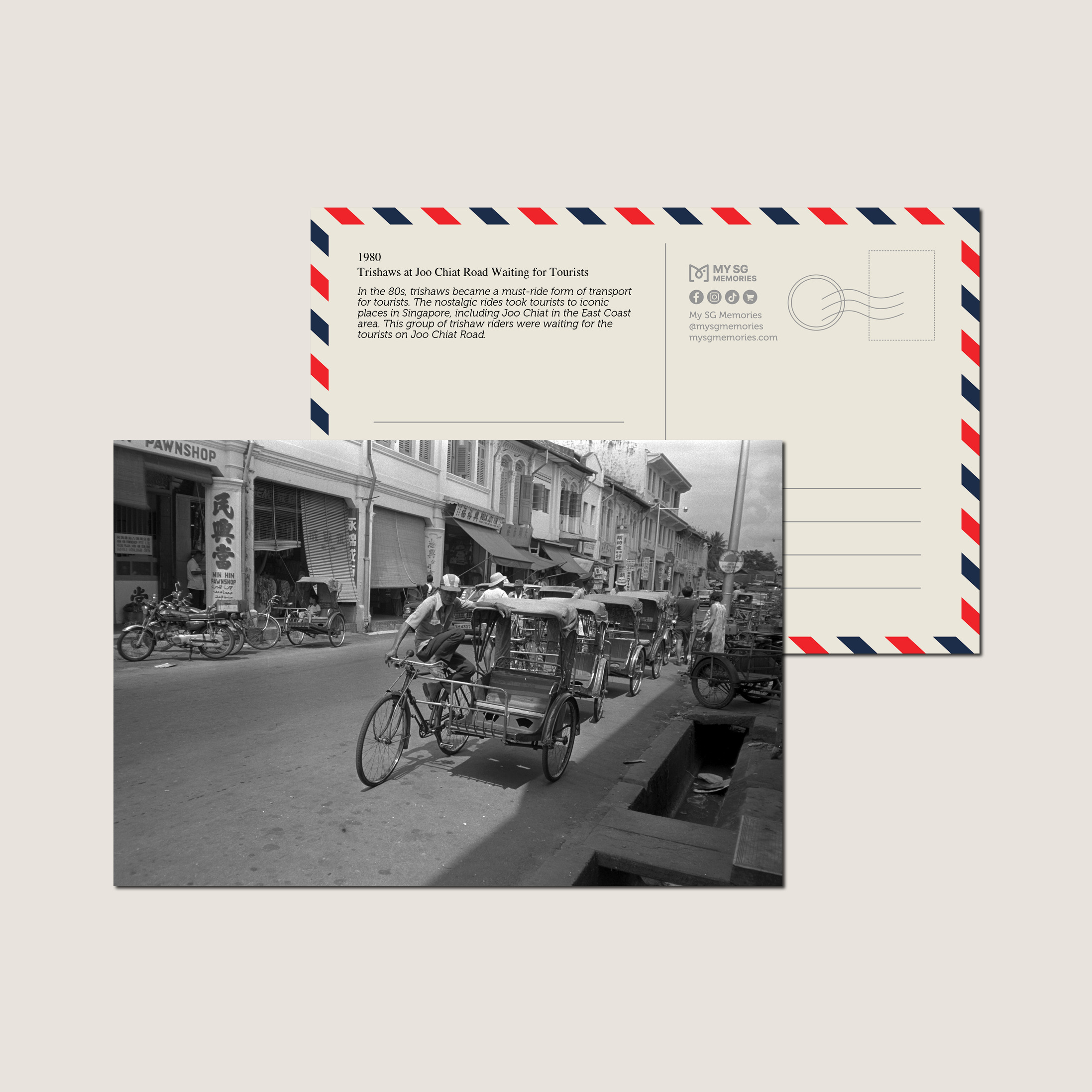 Trishaws at Joo Chiat Road Waiting for Tourists 1980-My Sg Memories