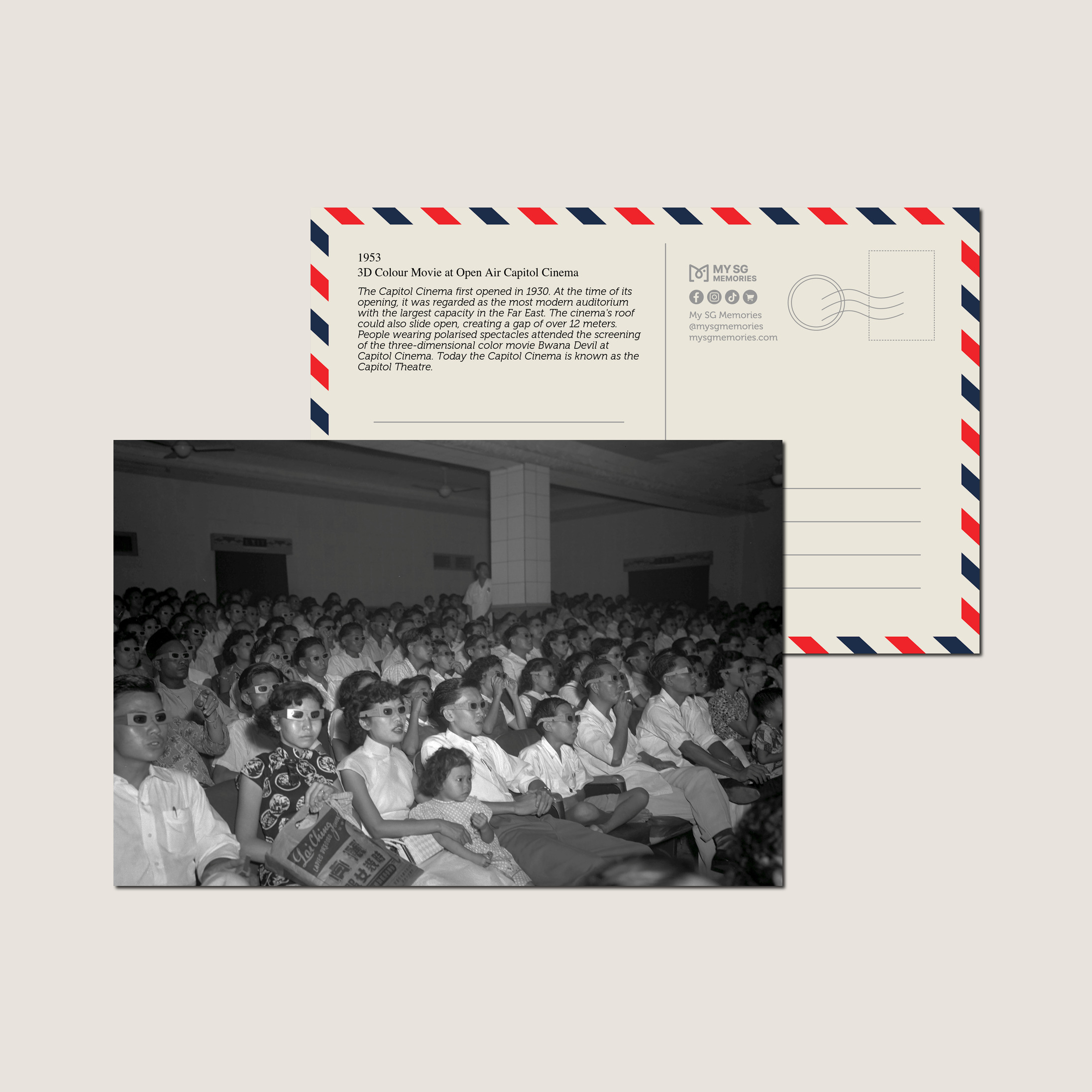 3D Colour Movie at Open Air Capitol Cinema 1953-My Sg Memories