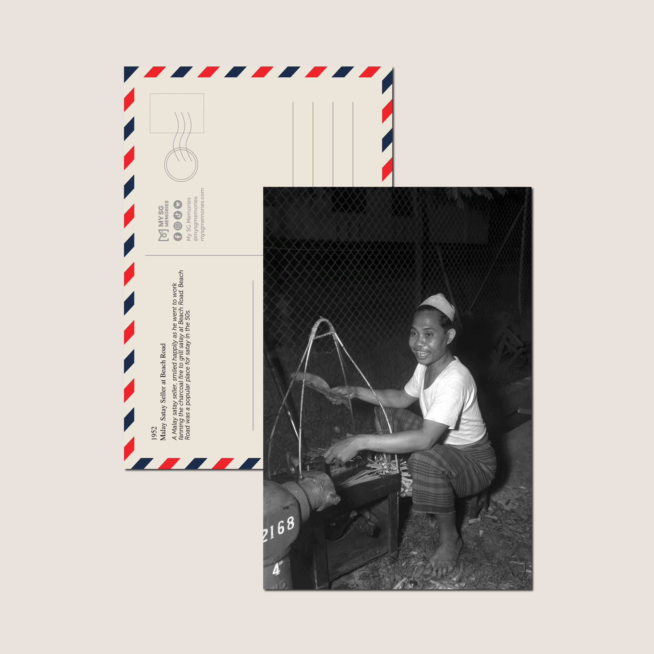 Malay Satay Seller at Beach Road 1952-My Sg Memories