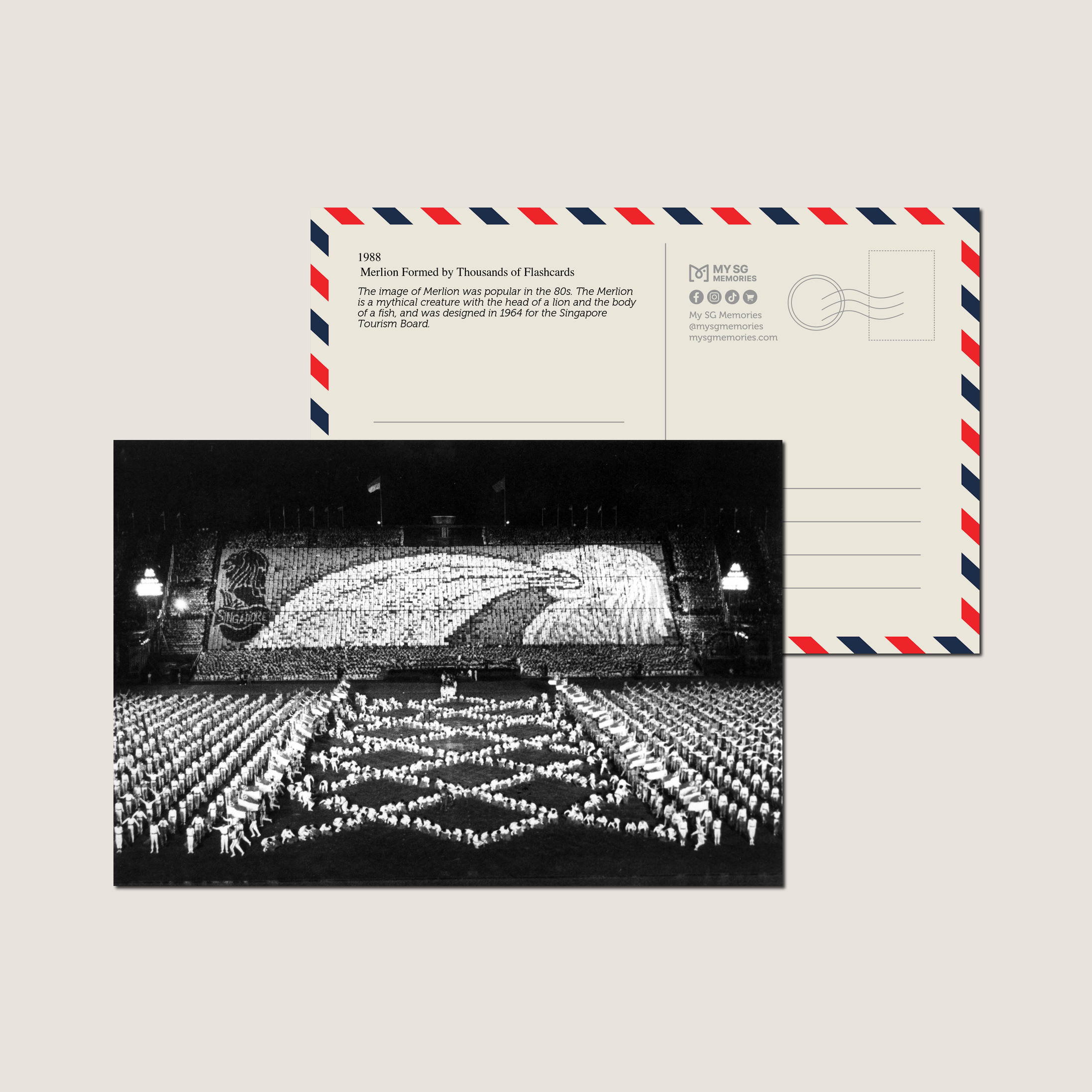 Merlion Formed by Thousands of Flashcards 1988-My Sg Memories
